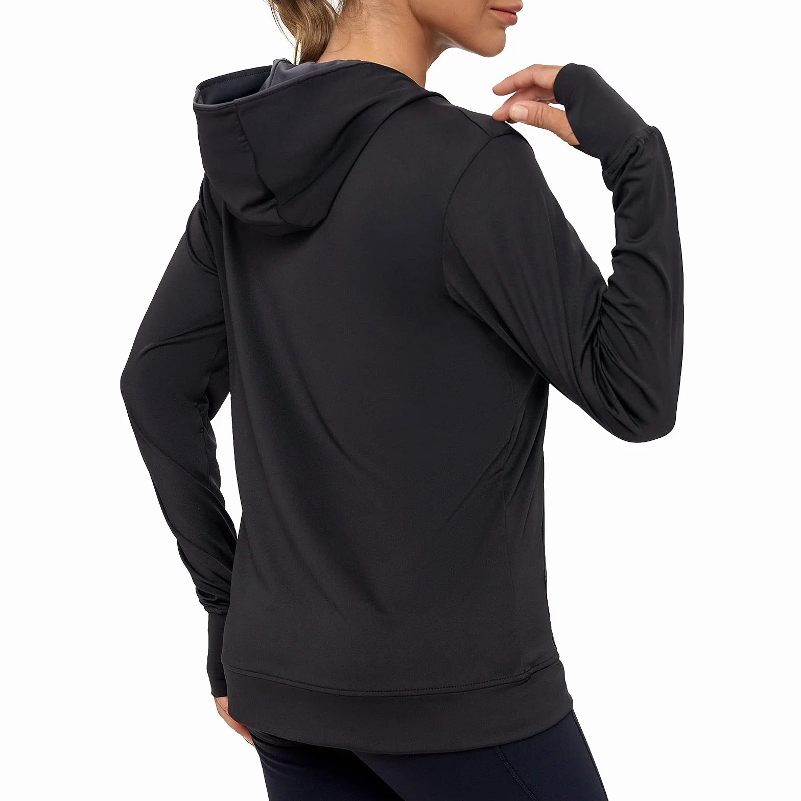 AMZSPORT Chaqueta Deportiva Mujer Sudadera Capucha Running Cremallera Bolsillos