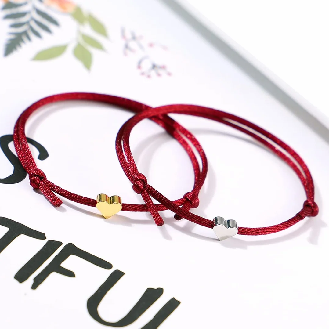 12 Piezas Pulseras de la amistad de cuerda con Corazón, Ajustables, Regalo Vistoso para Novia, Mejor Amiga, Parejas, mujer y niña