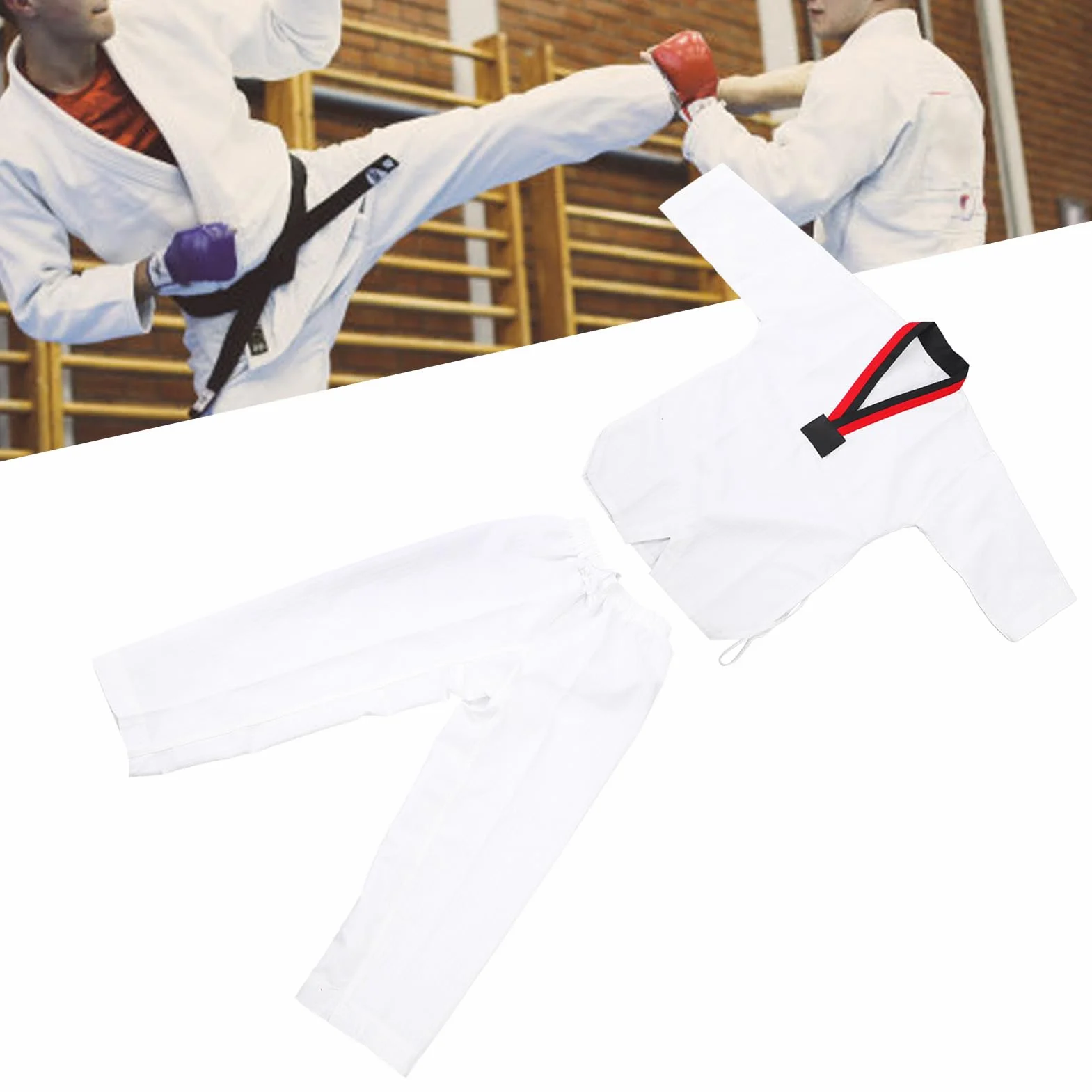 Uniforme Tradicional de Taekwondo Ventilado de Algodón Duradero para Entrenamiento de Artes Marciales (M)