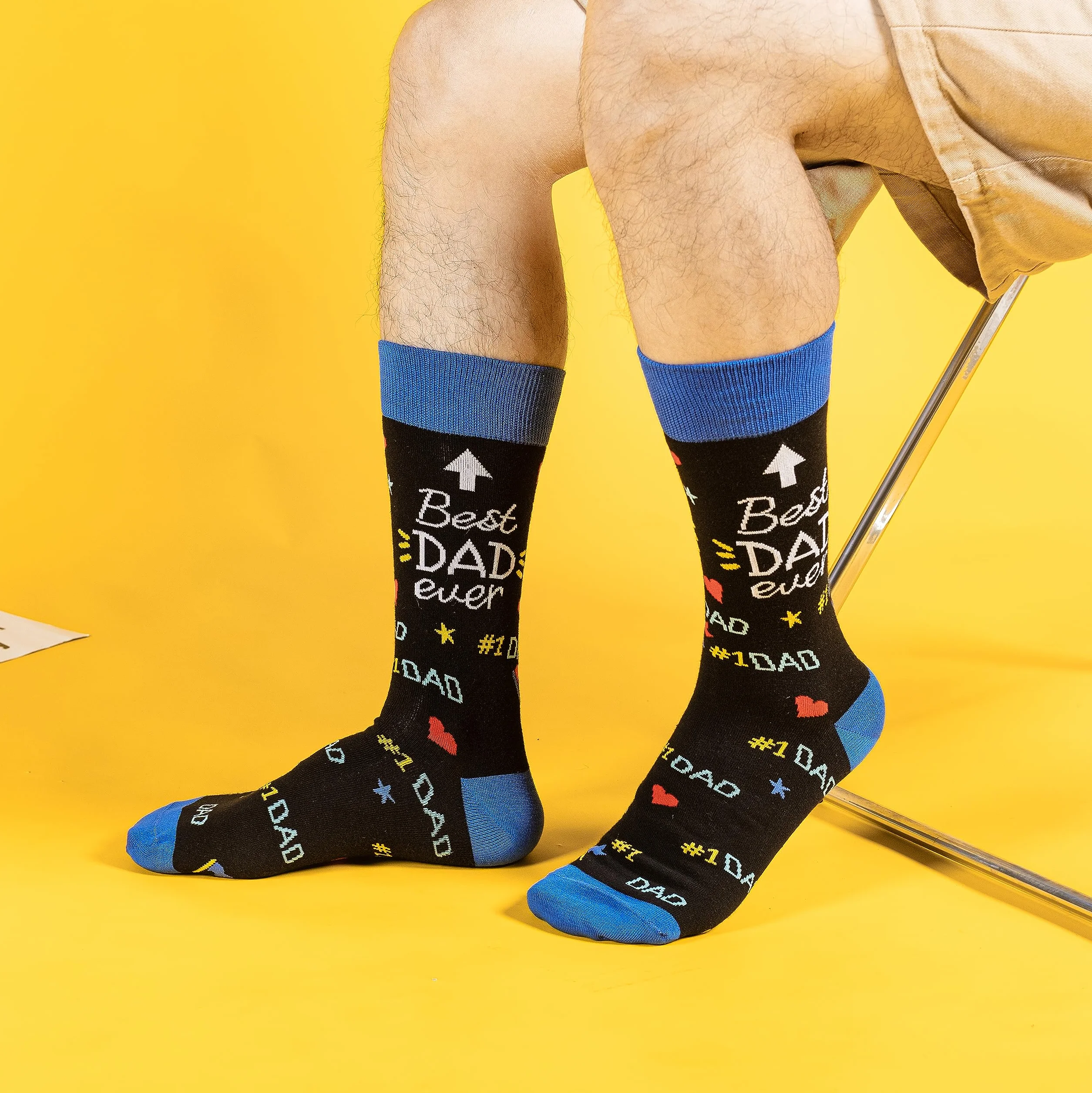 BISOUSOX Regalo de Papá Calcetines de Graciosos Hombre divertidos Estampados Algodón Calcetines dia del padre BEST DAD EVER