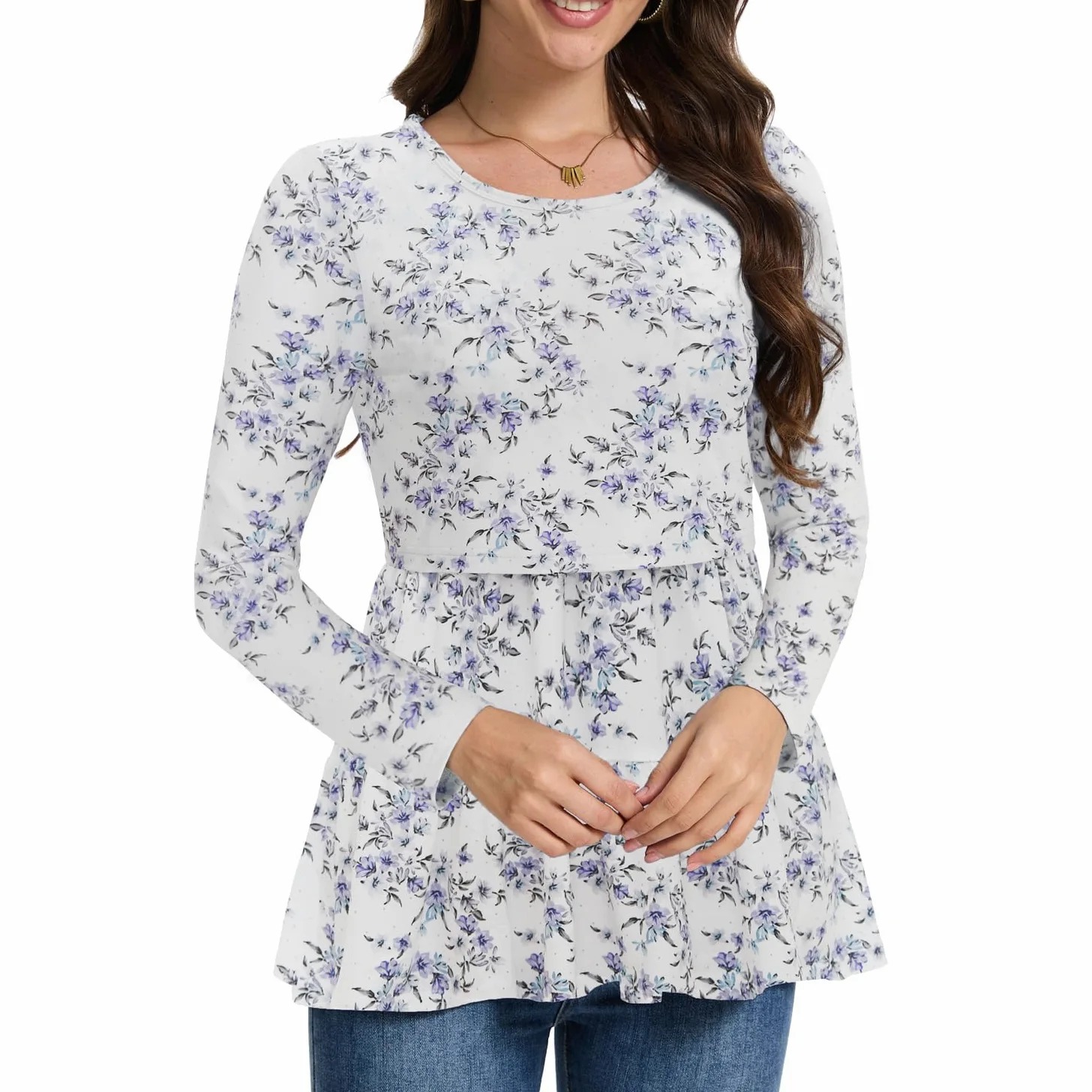 Bearsland Women's Nursing Top 3pack Long Sleeve Scoop Neck Breastfeeding Shirts Nursing Shirt