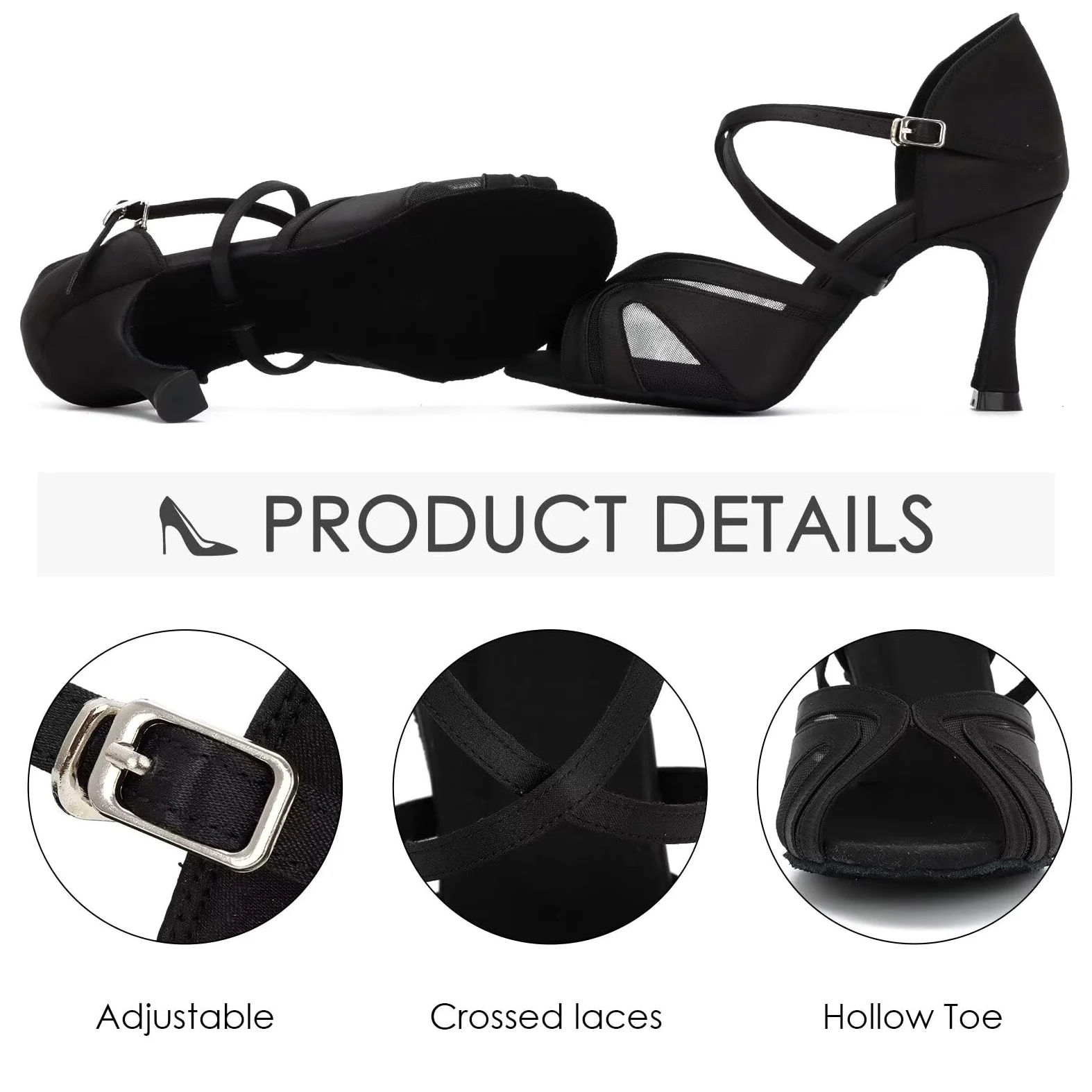 Zapatos de Baile de salón para Mujer Salsa Latin Dancing Heels Party Evening Wedding Dance Pumps con Correa de Tobillo