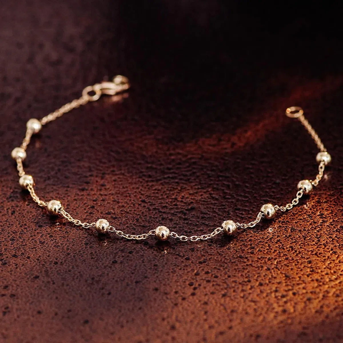 Pulseras para mujer de moda, pulsera de oro amarillo con cuentas para promesa de boda