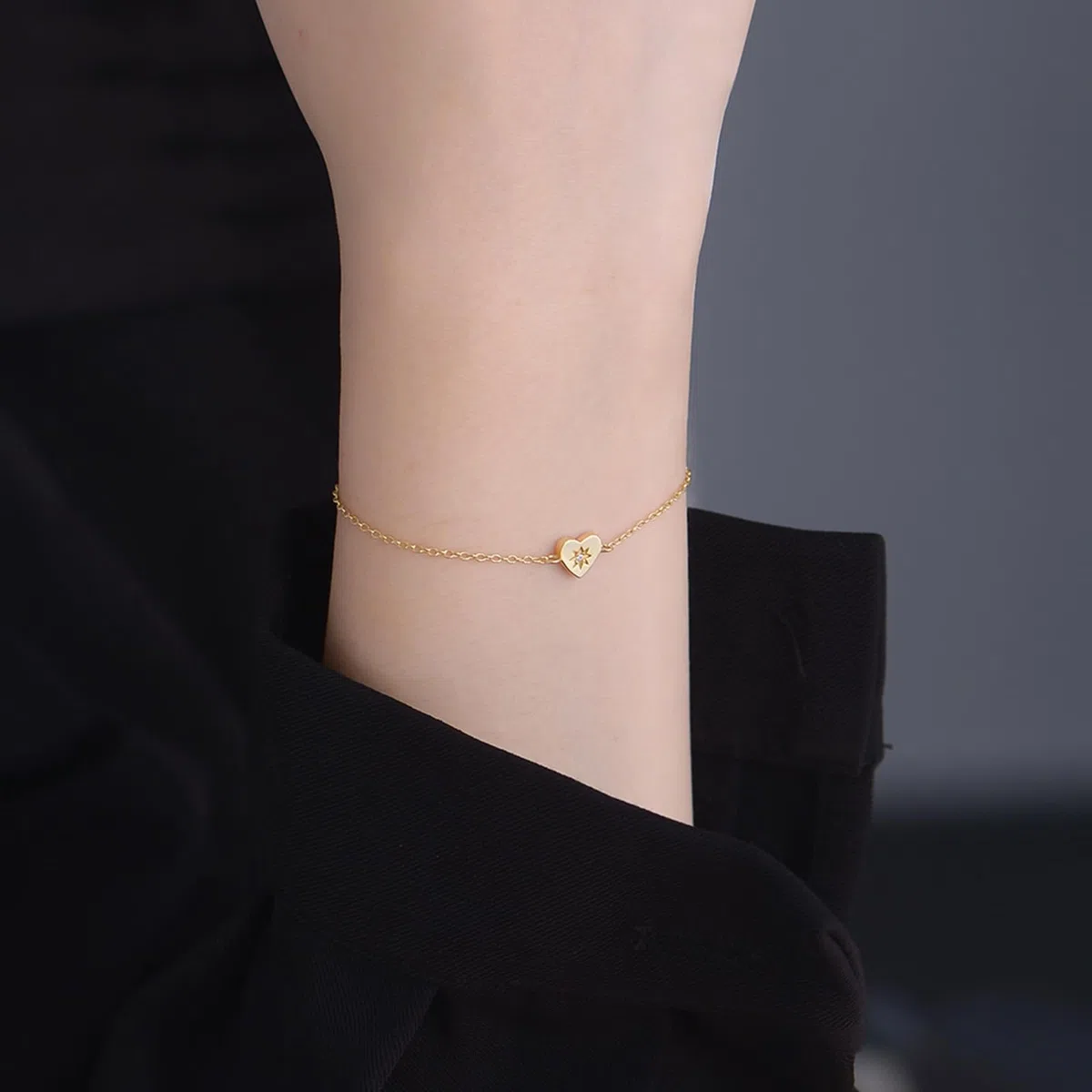 Pulseras de corazón para mujer, oro con diamantes de laboratorio, hechas a mano para mujer, pulseras