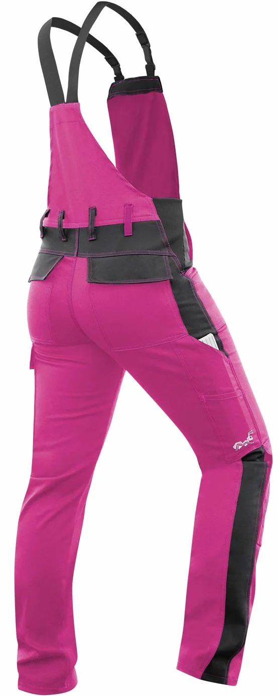 strongAnt Peto elástico de Trabajo para Mujer, pantalones de trabajo con bolsillos para rodillera - Negra Blanca Rosa