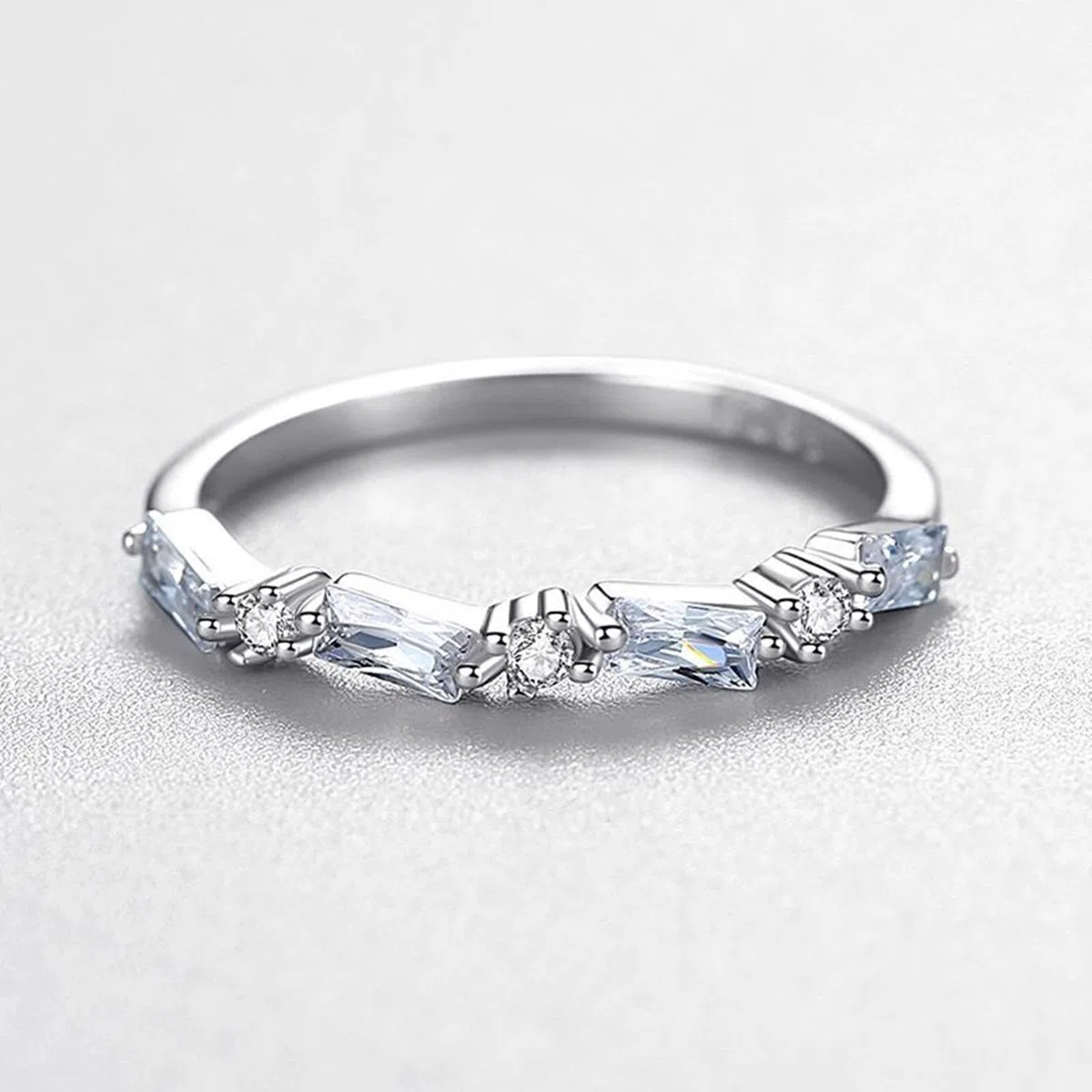 Anillo de oro para mujer, anillo de boda de oro real con diamante cultivado en laboratorio, alianzas de boda de oro blanco, media eternidad, para mujeres