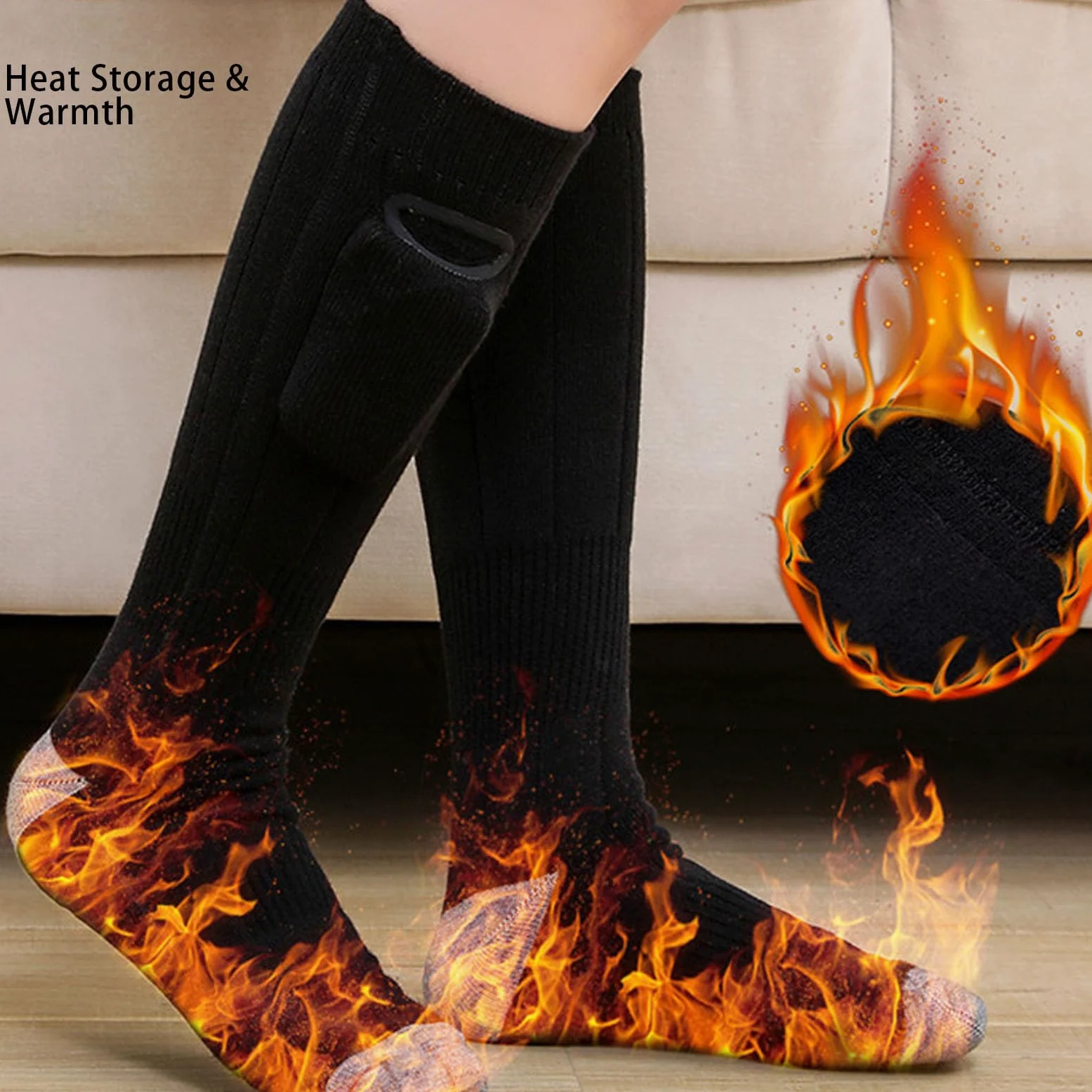 Calcetines Térmicos Eléctricos Hombres Mujeres Calcetines De Batería, Control De Temperatura Inteligente, Ajuste Cómodo, Térmicos Cálidos De Invierno Para Esquí Ciclismo Senderismo, Algodón