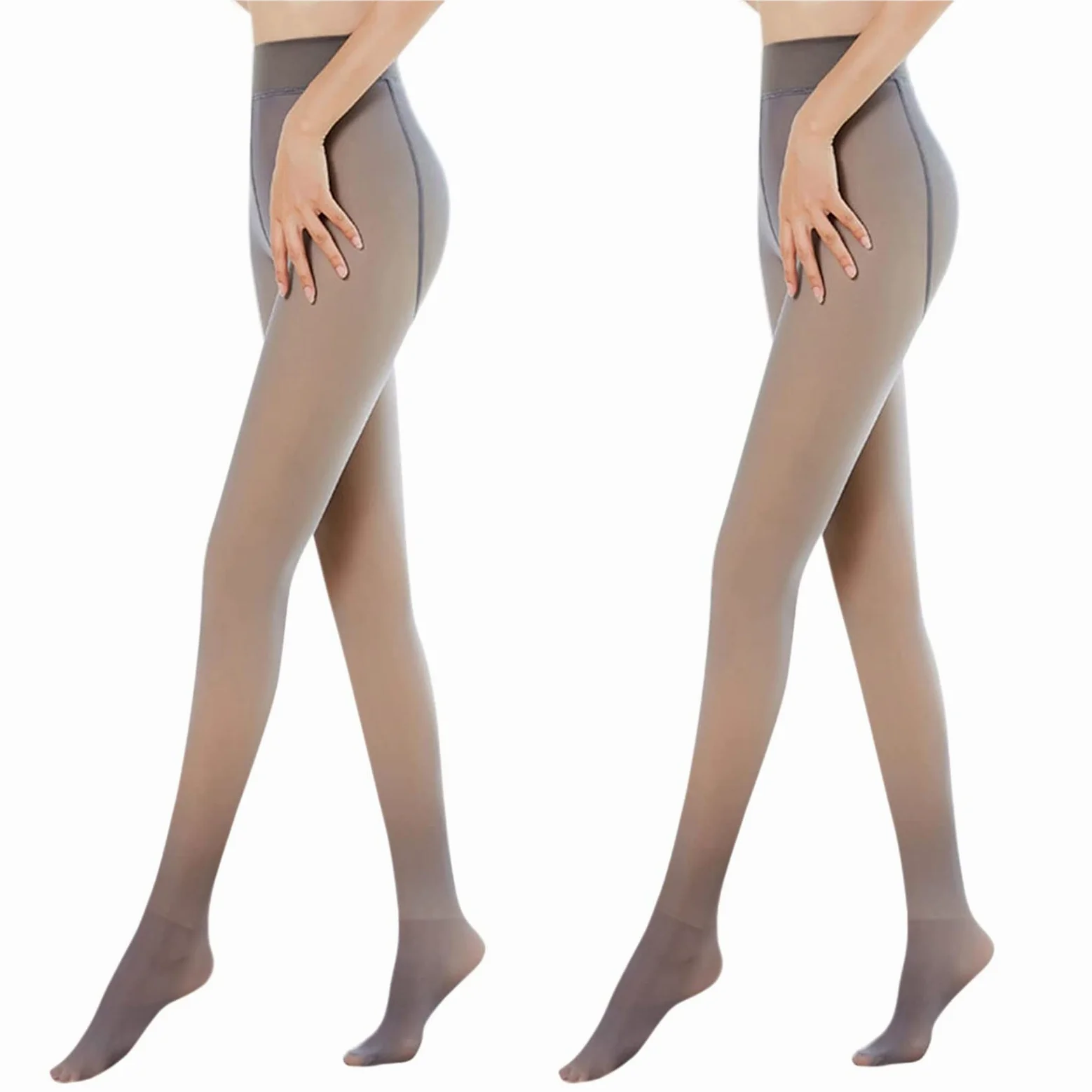 MJGkhiy Medias de forro polar para mujer, color carne, falso translúcido, medias de felpa elegantes, medias térmicas de forro polar, cintura alta, pantalones cálidos gruesos, calcetines acolchados de