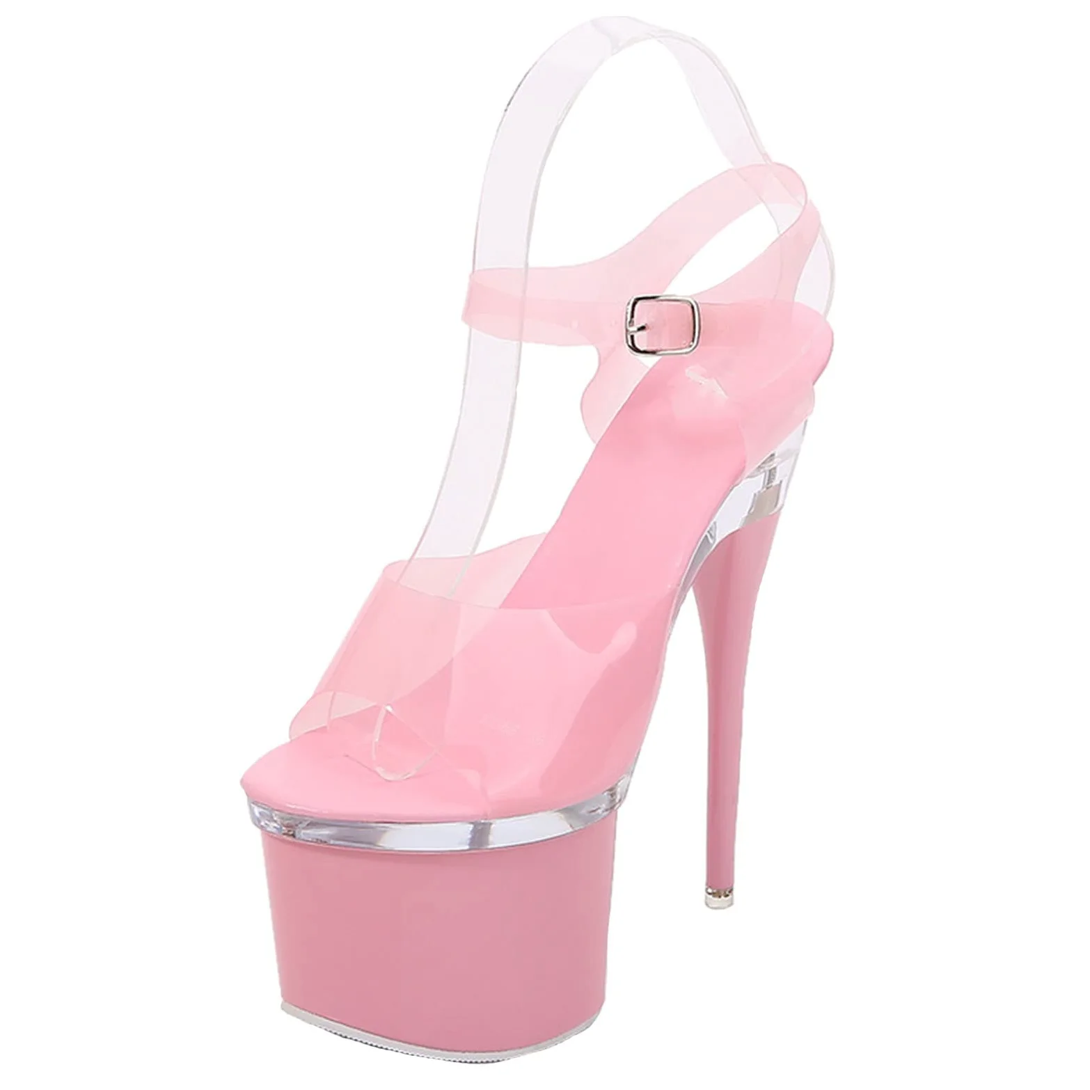 17 CM / 6.69IN Moda para Mujer Personalidad Tacones clásicos Plataforma con Punta Abierta Hebilla Tiras Tacones Altos Sandalias Zapatos de Corte Bailarín de Barra Stripper