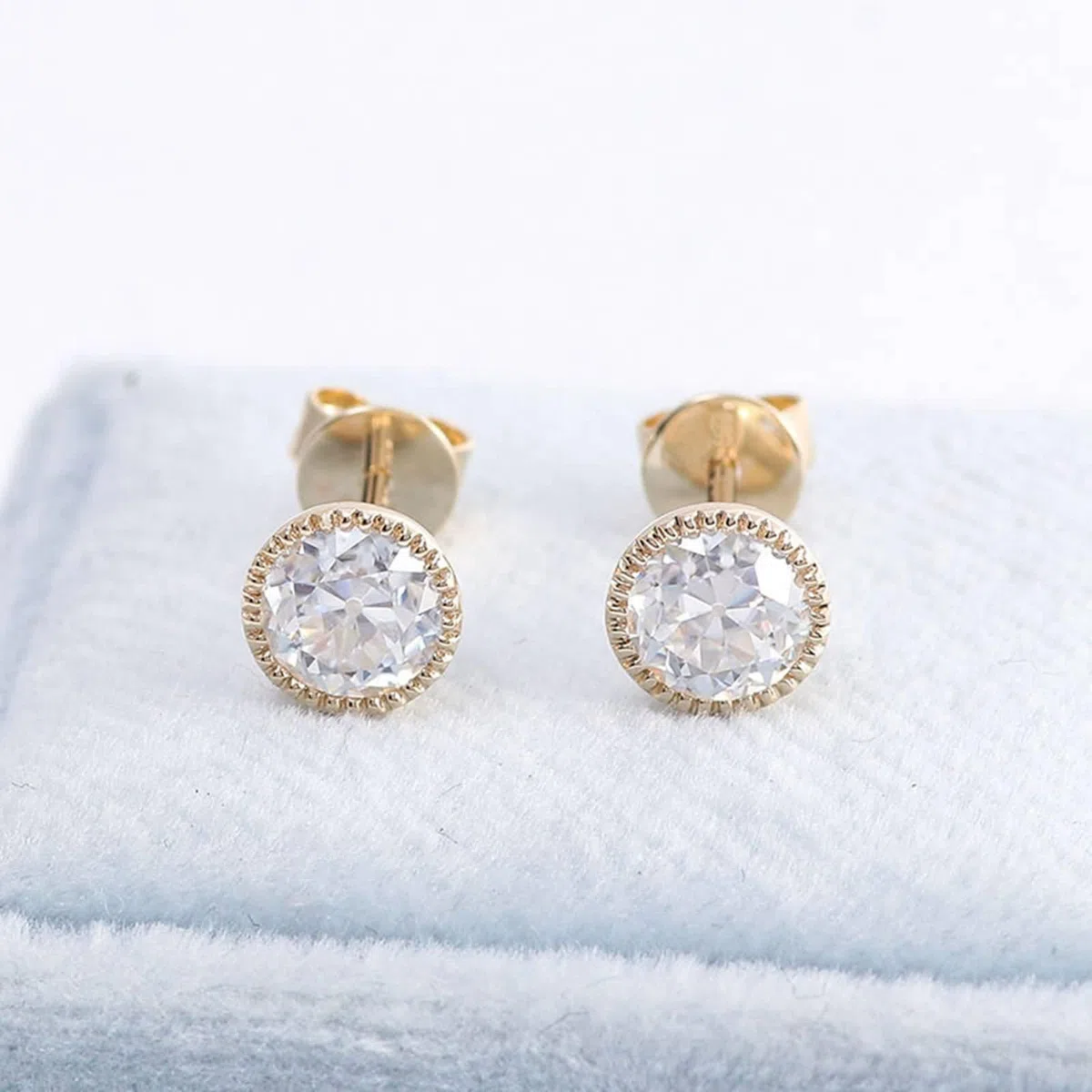 Pendientes de tuerca para mujer, oro de 9 K/14/18 quilates, redondos, moissanita de 0,6 quilates a 4 quilates