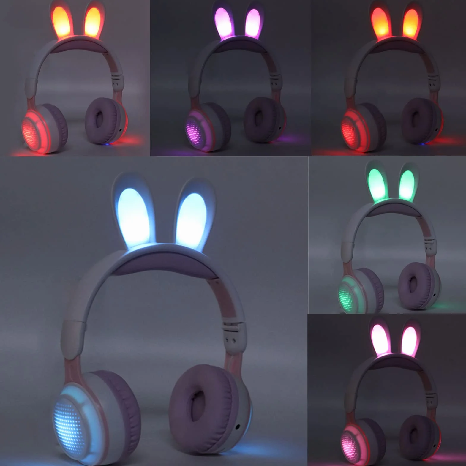 Auriculares para Niños, Auriculares Bluetooth 5.0 con Oreja de Conejo, Auriculares Inalámbricos Plegables con Luz LED sobre la Oreja, Soporte TF/AUX, Regalos para Niños, Niños Pequeños,(Rosado)