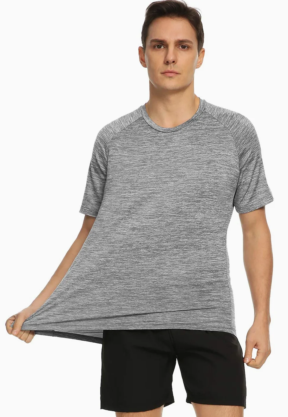 Xelky Paquete de 4-5 camisetas para hombre, de ajuste seco, absorben la humedad, atléticas, para ejercicio, fitness, ropa deportiva, manga corta, gimnasio, entrenamiento
