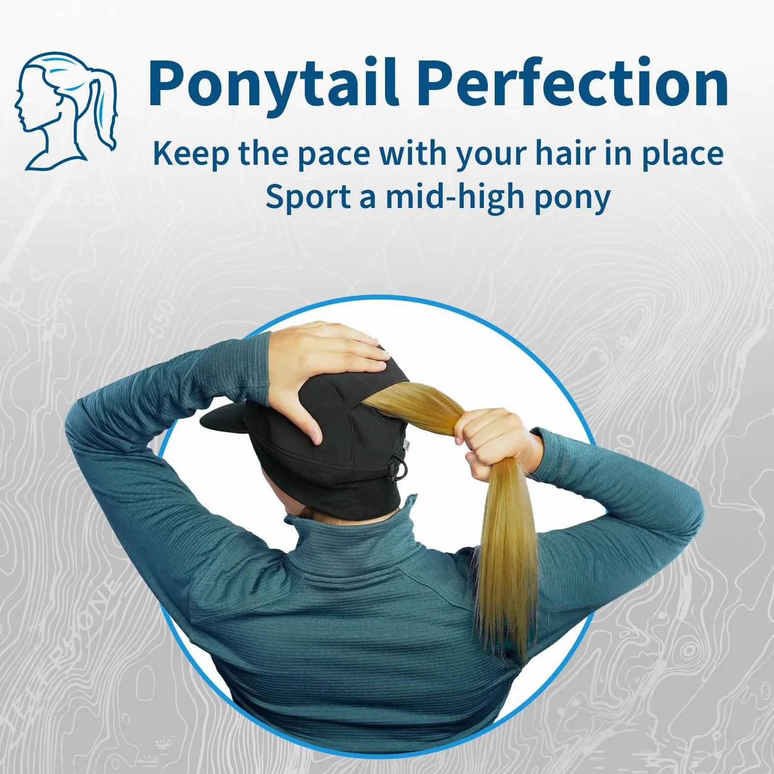 TrailHeads Sombrero de lluvia para mujer, sombrero de cola de caballo de invierno, sombreros impermeables para correr, senderismo, Storm Runner