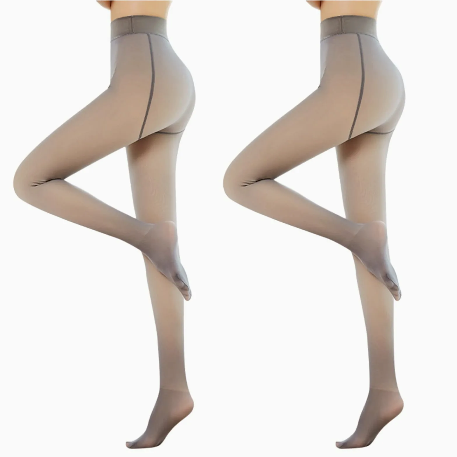 MJGkhiy Medias de forro polar para mujer, color carne, falso translúcido, medias de felpa elegantes, medias térmicas de forro polar, cintura alta, pantalones cálidos gruesos, calcetines acolchados de