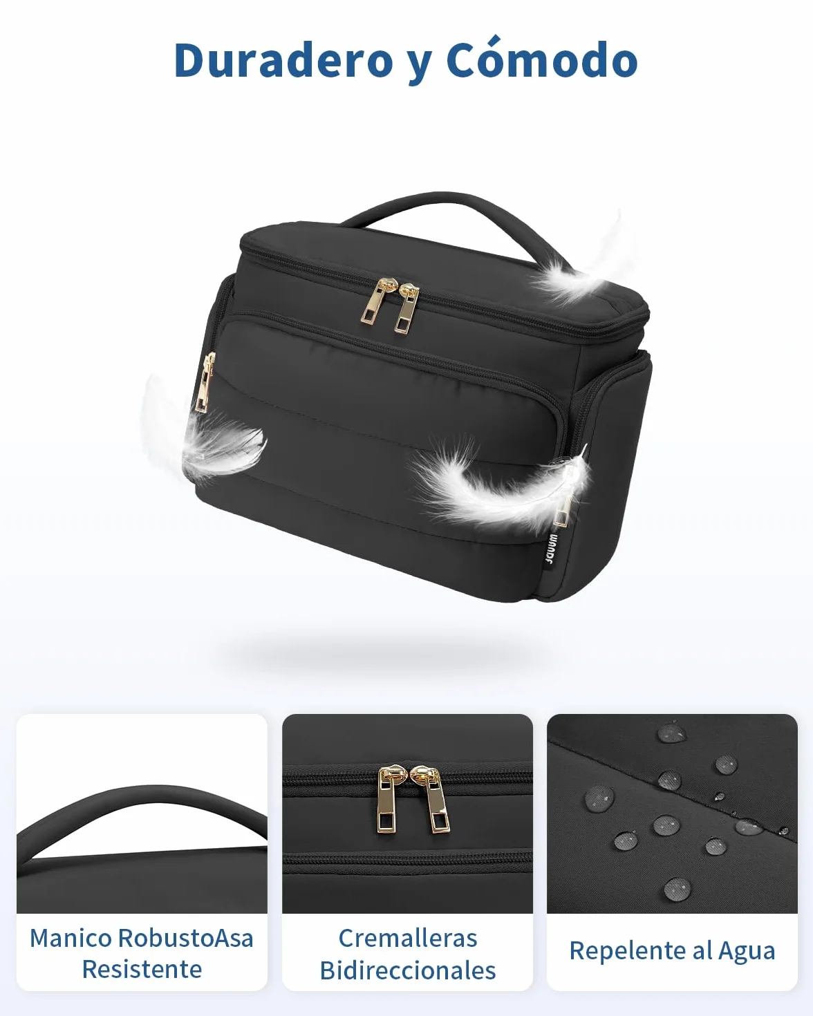 WANDF Neceser de Viaje Grande, Bolso de Maquillaje de Apertura Amplia con Asa, Bolso Cosmético Hinchado para Toallas, Cosméticos, Accesorios y Elementos Esenciales para Mujeres