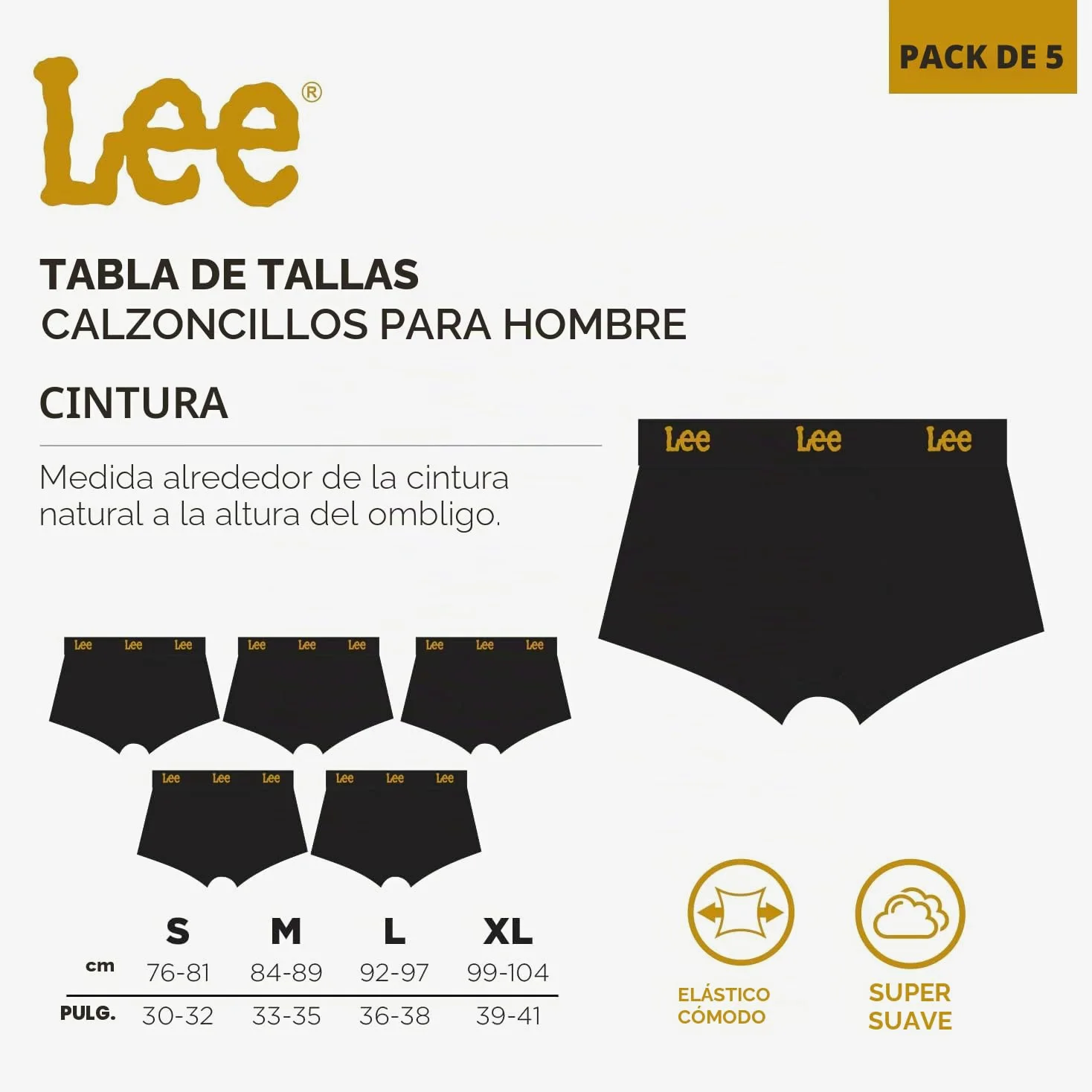 Lee Innes Bóxer Hombre (Pack de 5)