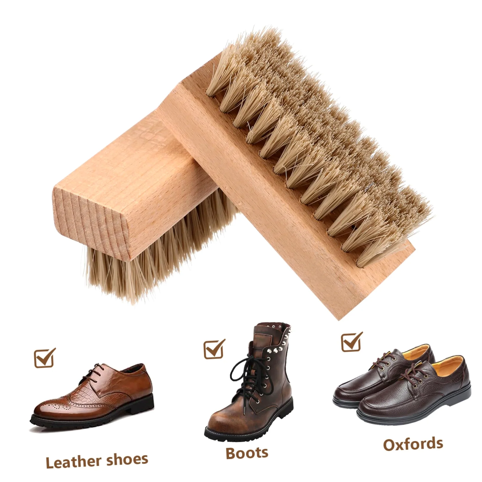 minkissy 10 Piezas Limpiadores de Zapatos de Cuero con Mango de Madera y Cerdas Premium para Limpieza y Pulido de para Casa y Tiendas de Calzado