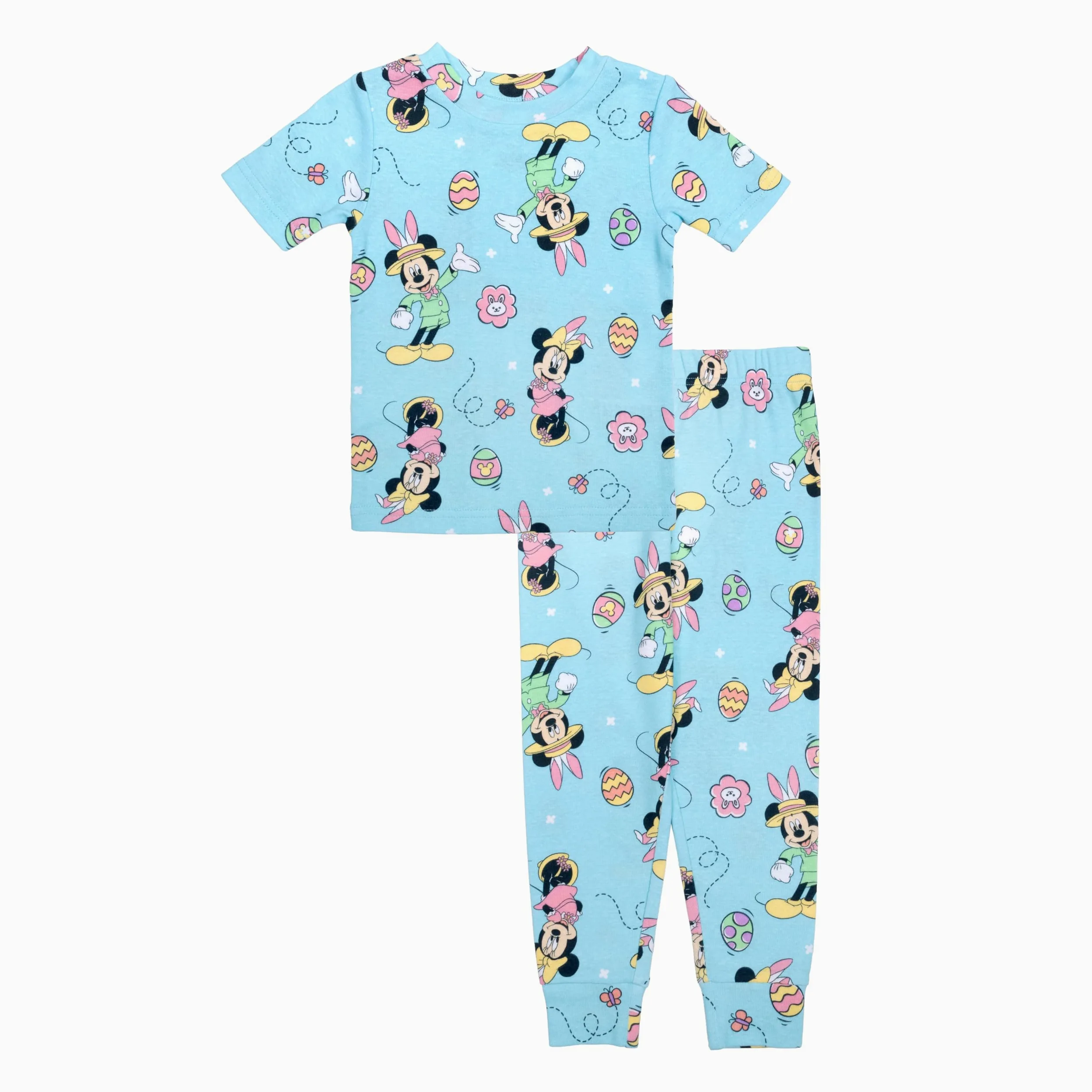Disney Conjunto de pijama unisex infantil Mickey Minnie Mouse, ajuste ceñido, algodón, divertido, Pascua, 2T, Divertida fiesta de Pascua, 2 años