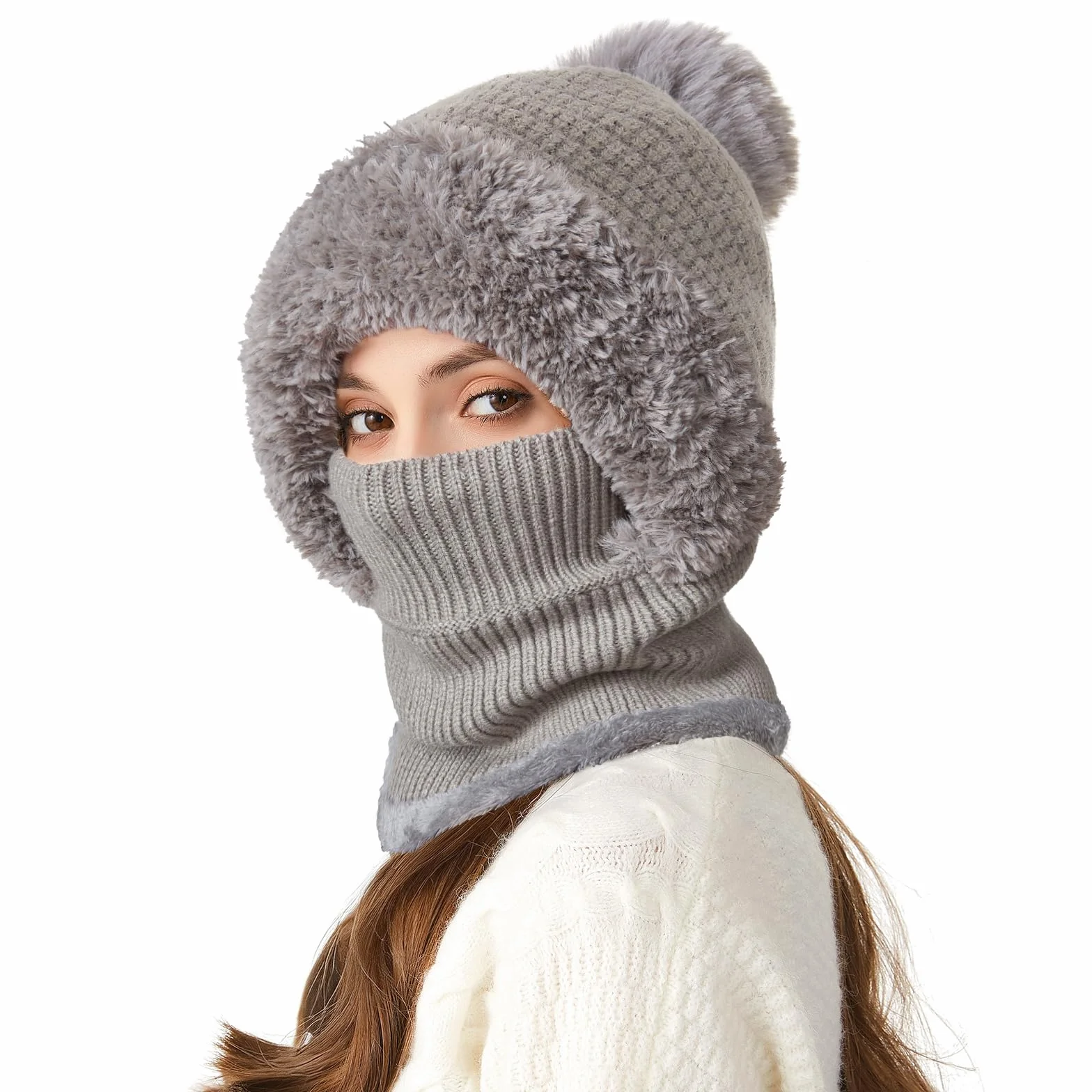 TAGVO Pasamontañas Termico para Mujer, Pasamontañas Invierno Capucha Polar Balaclava de Esquí Multifuncional para Clima Frío Esquí al Aire Libre