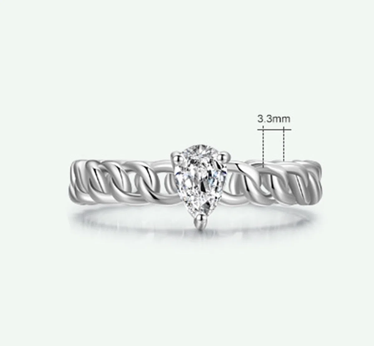 Anillo para mujer, oro auténtico, anillo de boda único con diamante cultivado en laboratorio, anillos de compromiso, forma de gota, oro blanco, anillo de banda para mujer