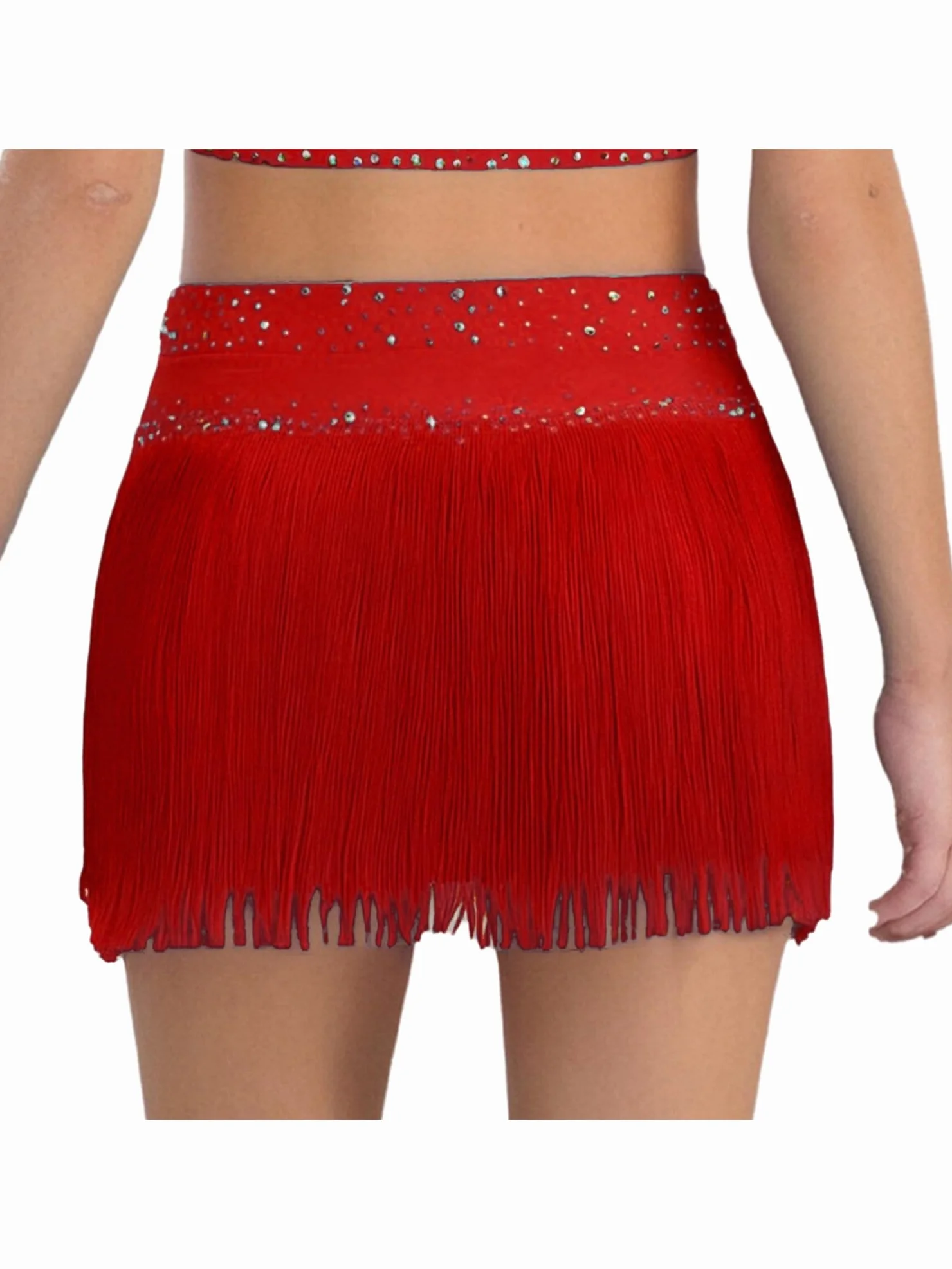 TiaoBug Falda De Baile De Tango De Salsa Latina con Flecos para Niñas Faldas De Cintura Elástica Falda Corta Brillante De Baile Jazz