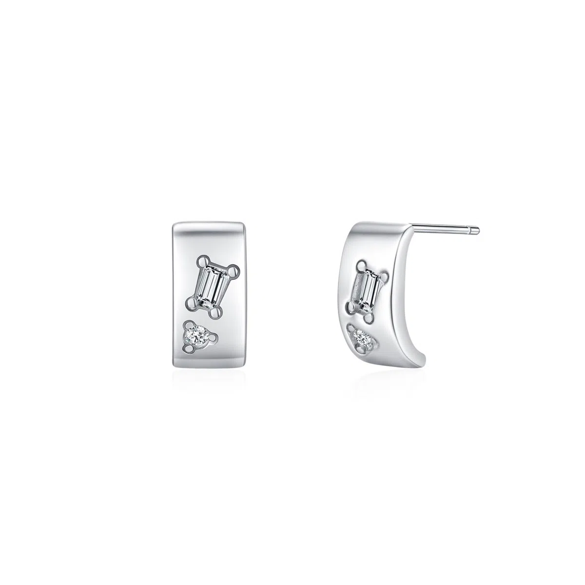 Pendientes de oro blanco 375 de 9 quilates con forma de moissanita rectangular, pendientes de oro Au375