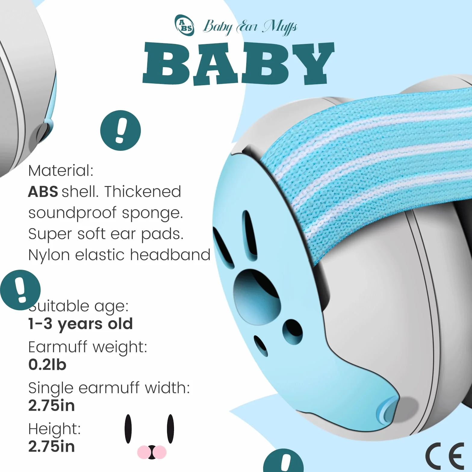 Gardtech Auriculares de protección auditiva para bebé, protección contra el ruido, protección auditiva para niños, con diadema ajustable, 25 dB SNR, orejeras para bebé, ideales para el día a día,