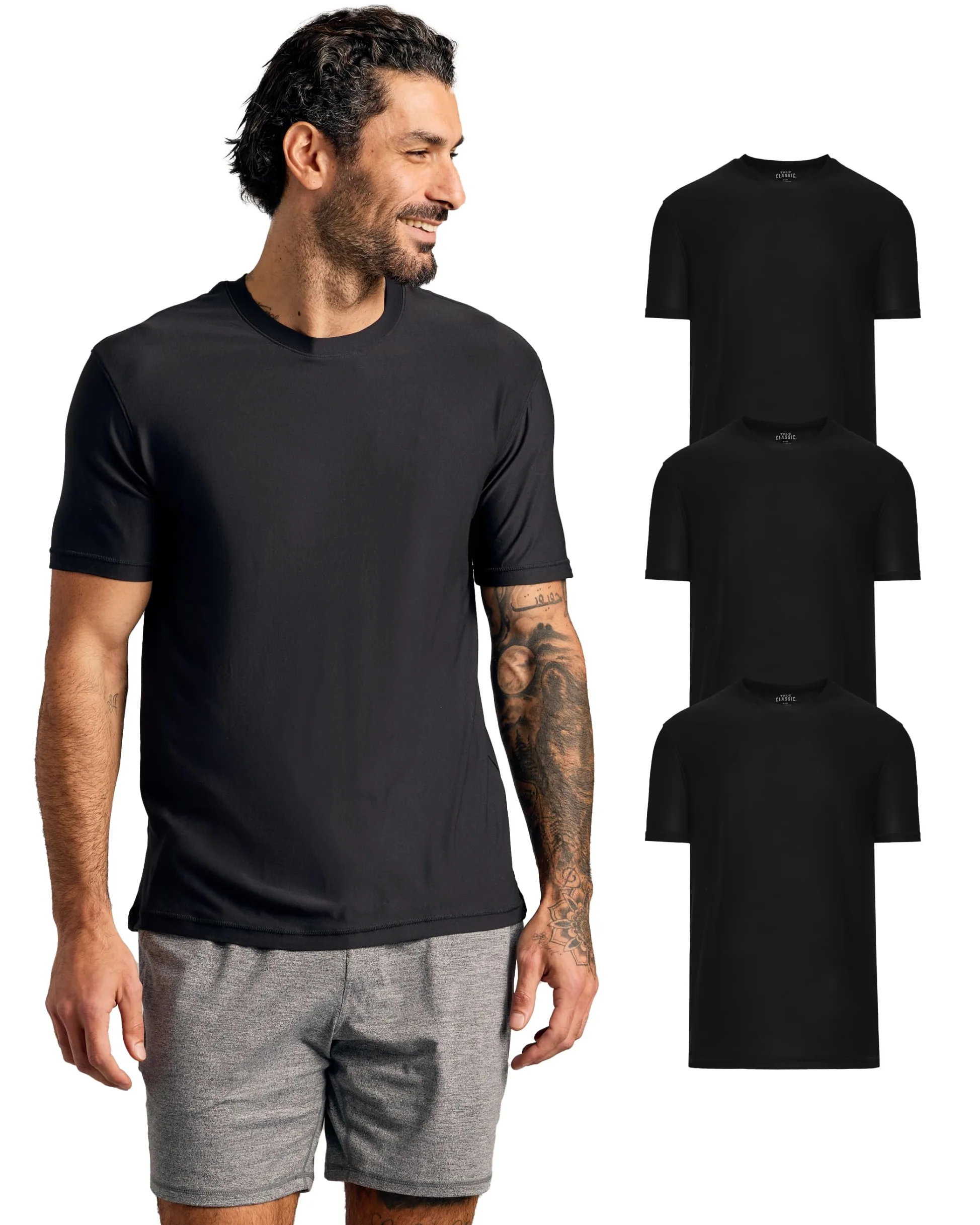 True Classic Camiseta Active de Manga Corta con Cuello Redondo para Hombre, 1 Unidad