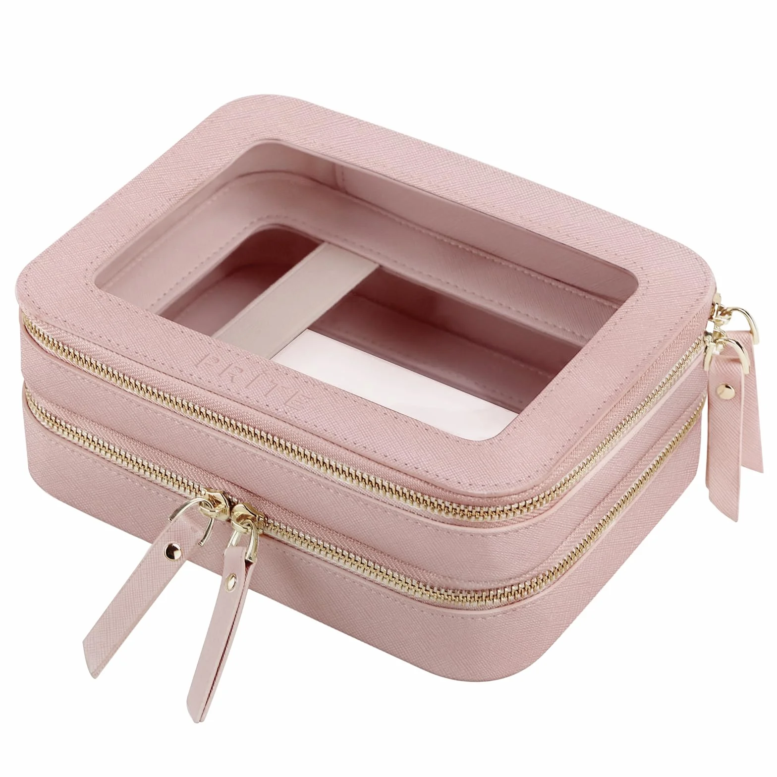Prite Neceser Transparente De Maquillaje para Viajes | Cuatro Tamaños, Resistente Al Agua, Homologado TSA, Transparente, Artículos Para Automoción, Piel Vegana, PVC Transparente