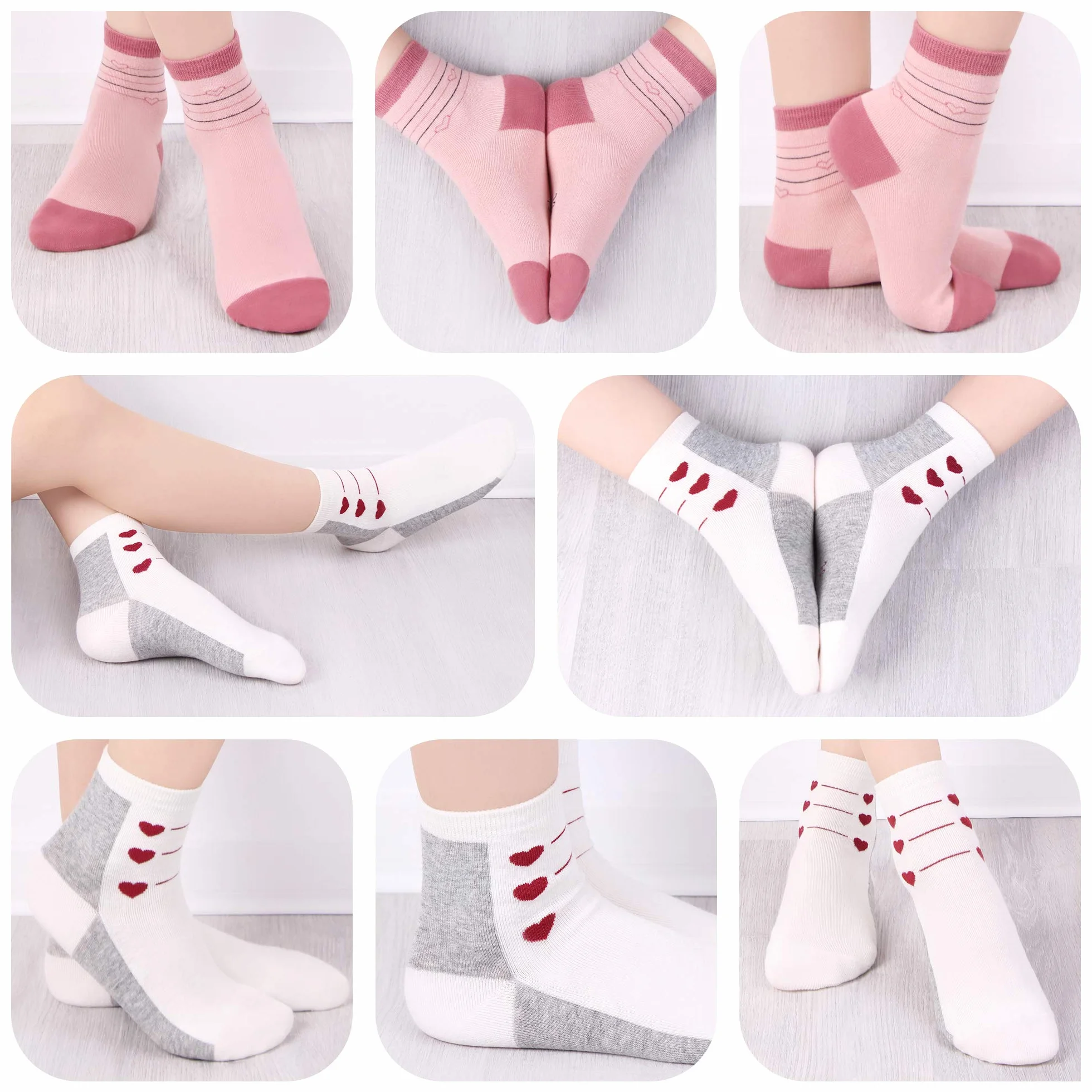 L&K-II 10 pares de calcetines para niñas y niños hechos de algodón al azar para niños con patrón lindo Calcetines para zapatillas de deporte para niños pequeños coloridos 2823
