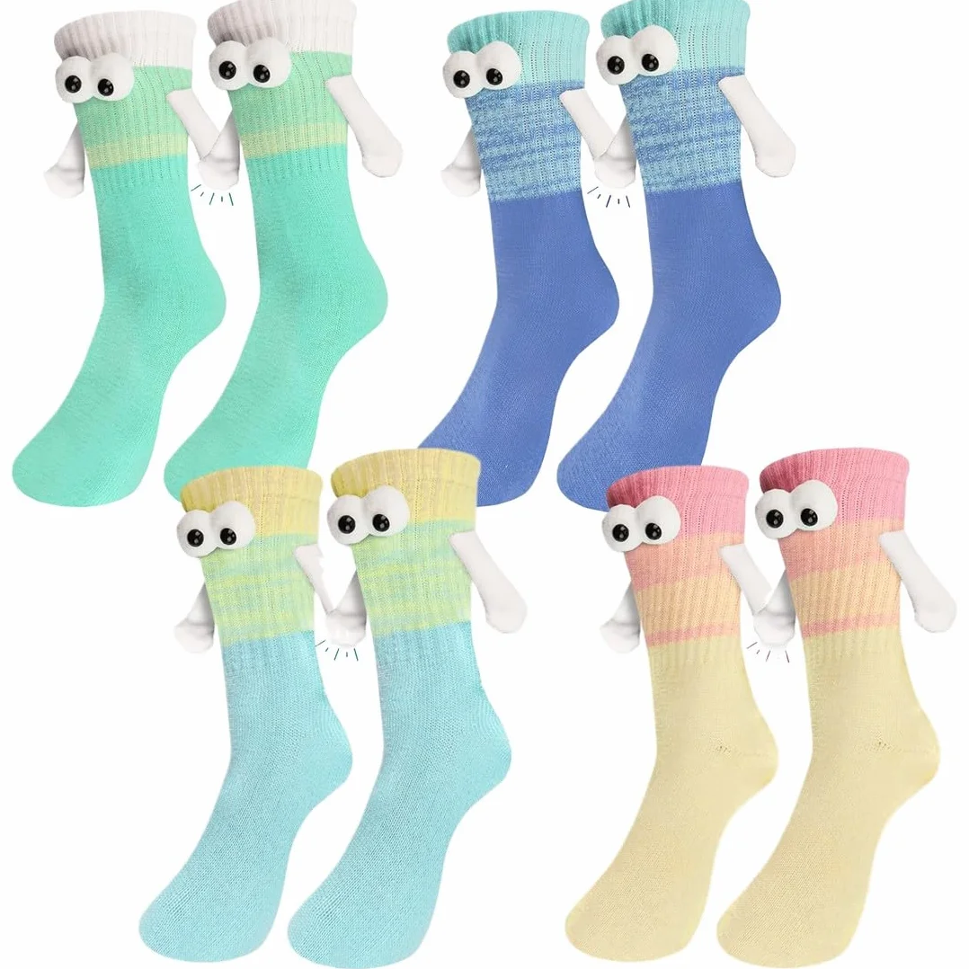 de calcetines magnéticos divertidos,Mediano Tubo Calcetines, calcetines 3d mano en la mano para mujeres hombres, par unisex divertido con las manos, calcetines para pareja