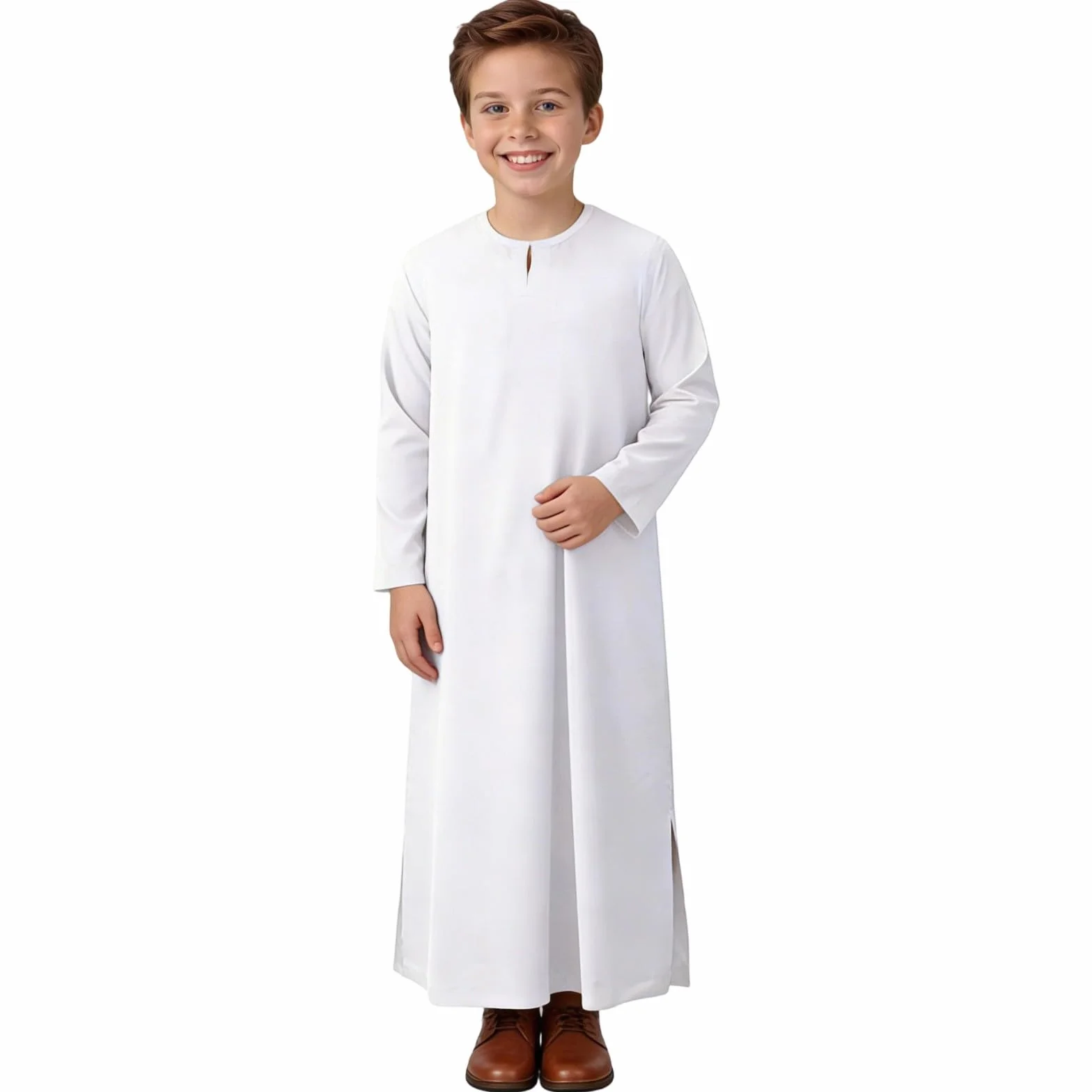 Ropa de oración para niños Ropa islámica Niños Abaya Niño Manga Larga Caftán árabe Con Bolsillo Vestidos Musulmanes Largos Islam Thobe Musulmana Túnica Dubai Túnica árabe