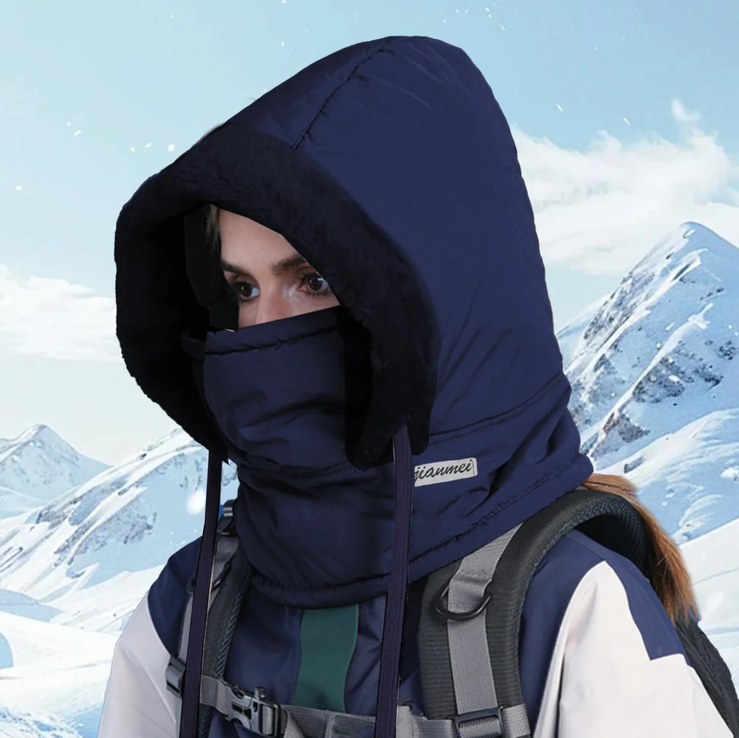 Gorro de Esquí Bufanda con Capucha Sombrero con Capucha Forro Polar Mujer 2 en 1 Cálido Balaclava Invierno