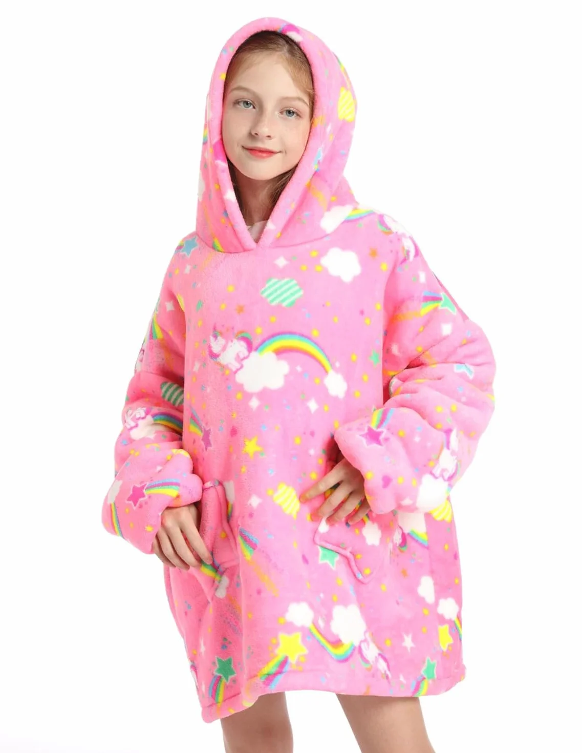 Sudadera con Capucha para Niñas Sudadera con Capucha de Gran Tamaño para Niños con Bolsillo Ropa de Invierno