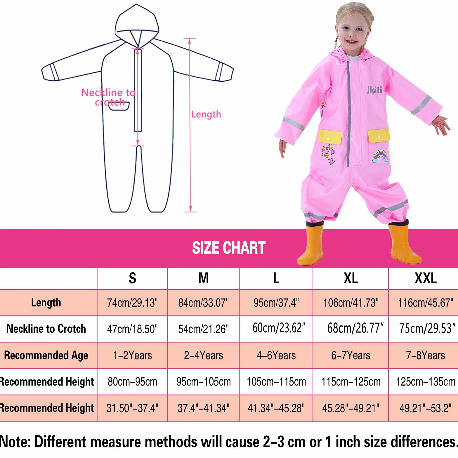 Impermeables Niños Unisex Chubasqueros Chaquetas de Lluvia Poncho Abrigos Traje de Charco Capa Infantil Niñas Encapuchado Mono de Bolsillo Reflectante Impresión Animal 1 2 3 4 5 6 7 8 años
