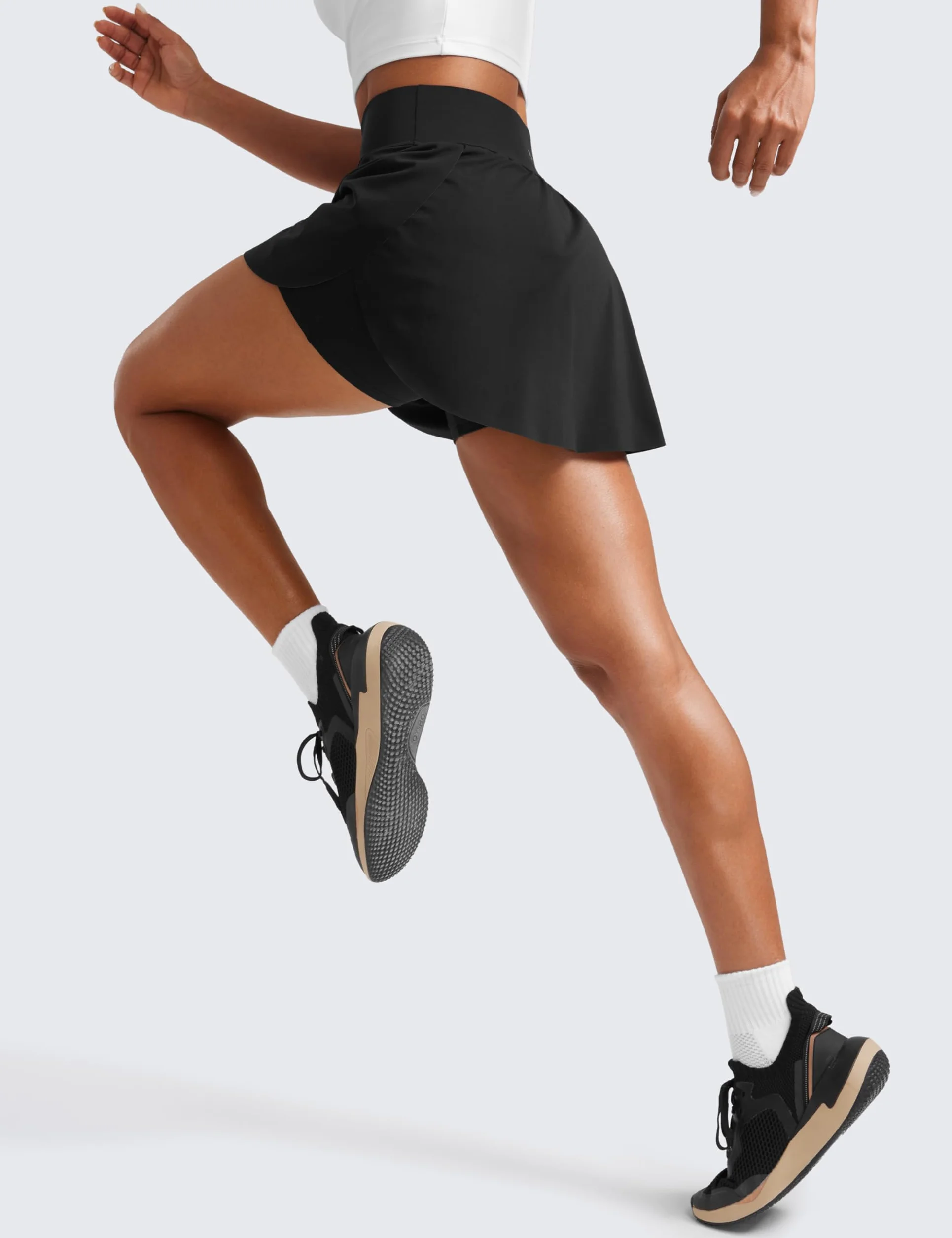 CRZ YOGA Faldas de Tenis para Mujer Falda Pantalón de Cintura Alta con Abertura Lateral y Bolsillos