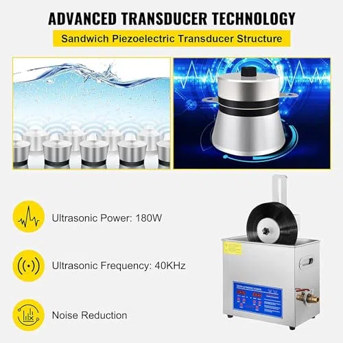 Limpiador ultrasónico de discos, sistema de limpieza profunda de doble cara giratorio automático de alta eficiencia para discos de vinilo y joyas, herramienta de limpieza profesional