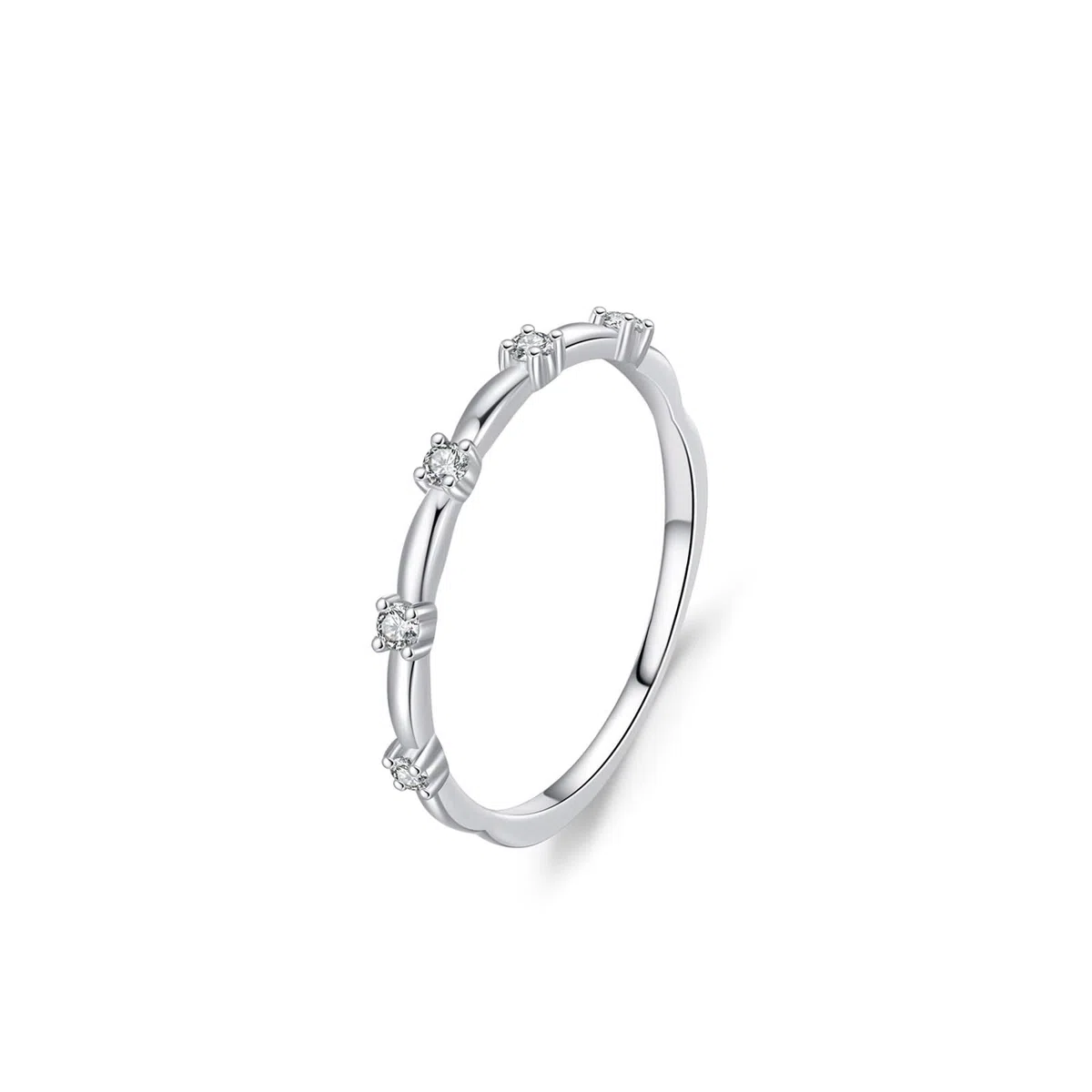 Anillos para mujer, diseño de fila apilable con diamantes redondos, regalos únicos para amigas y mujeres