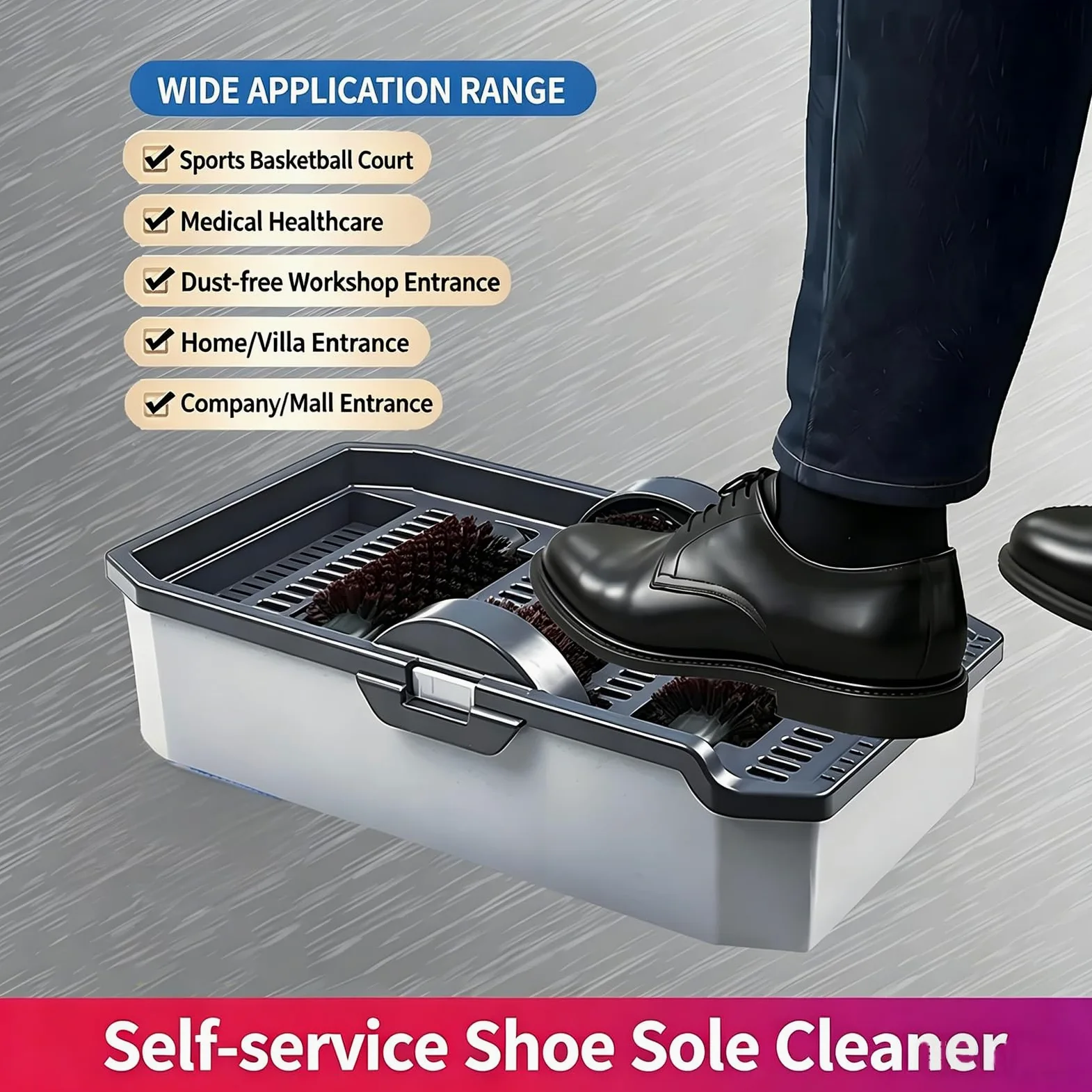 Máquina de limpieza de suela de zapatos, alfombrilla de autoservicio con alfombrilla absorbente, no necesita energía, lavadora de calzado para uso doméstico y comercial