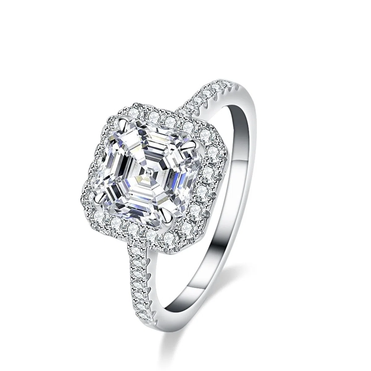 Anillo de oro para mujer, anillo de compromiso, oro blanco, halo con moissanite de 3 quilates, anillo de boda de oro auténtico para mujer