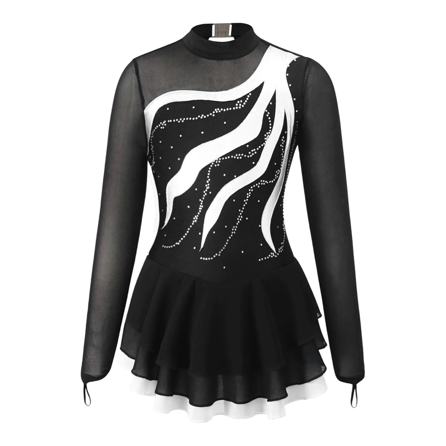 Vestido de Patinaje Artístico Malla de ballet y gimnasia for niñas, con diamantes de imitación, for patinaje artístico, baile de salón, entrenamiento y rendimiento