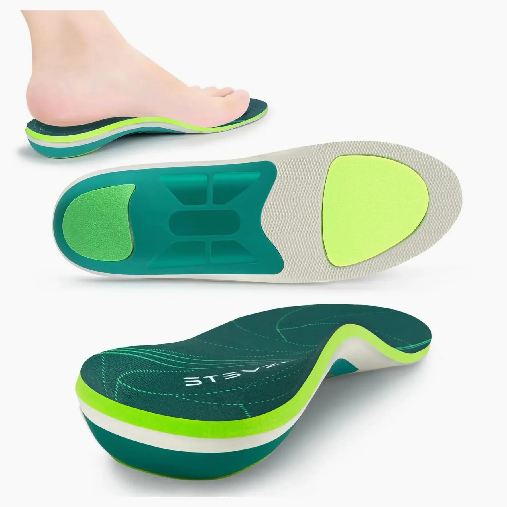 Plantilla deportiva ortopédica for fascitis Plantar, Zapatillas for hombre y mujer, Plantillas ortopédicas con soporte for alto for pies planos, Plantillas con suela de inserción(203 green,EU(38)-240M