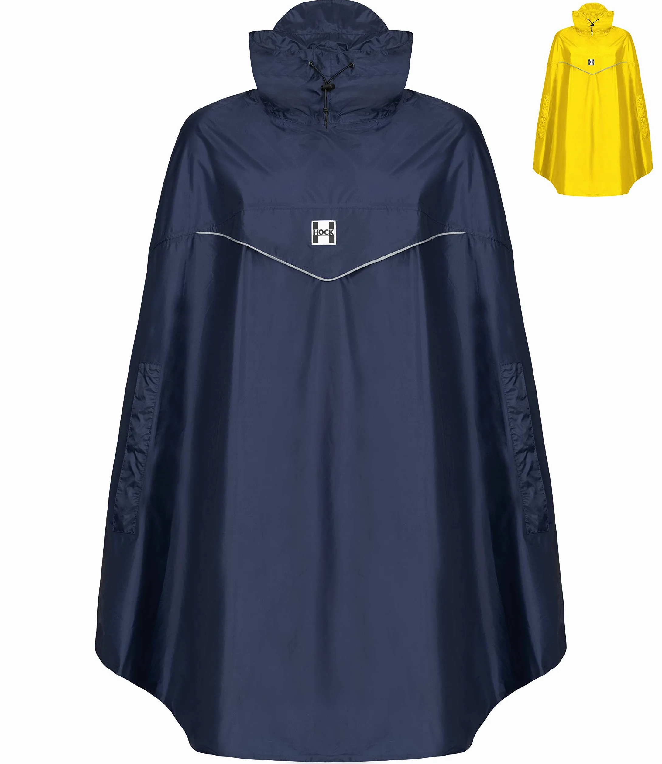 HOCK Poncho de lluvia para bicicleta 'Rain Light' con capucha y apertura lateral de los brazos, capa de lluvia extra ligera para hombre y mujer – Poncho de bicicleta 100,0% impermeable, incluye correa