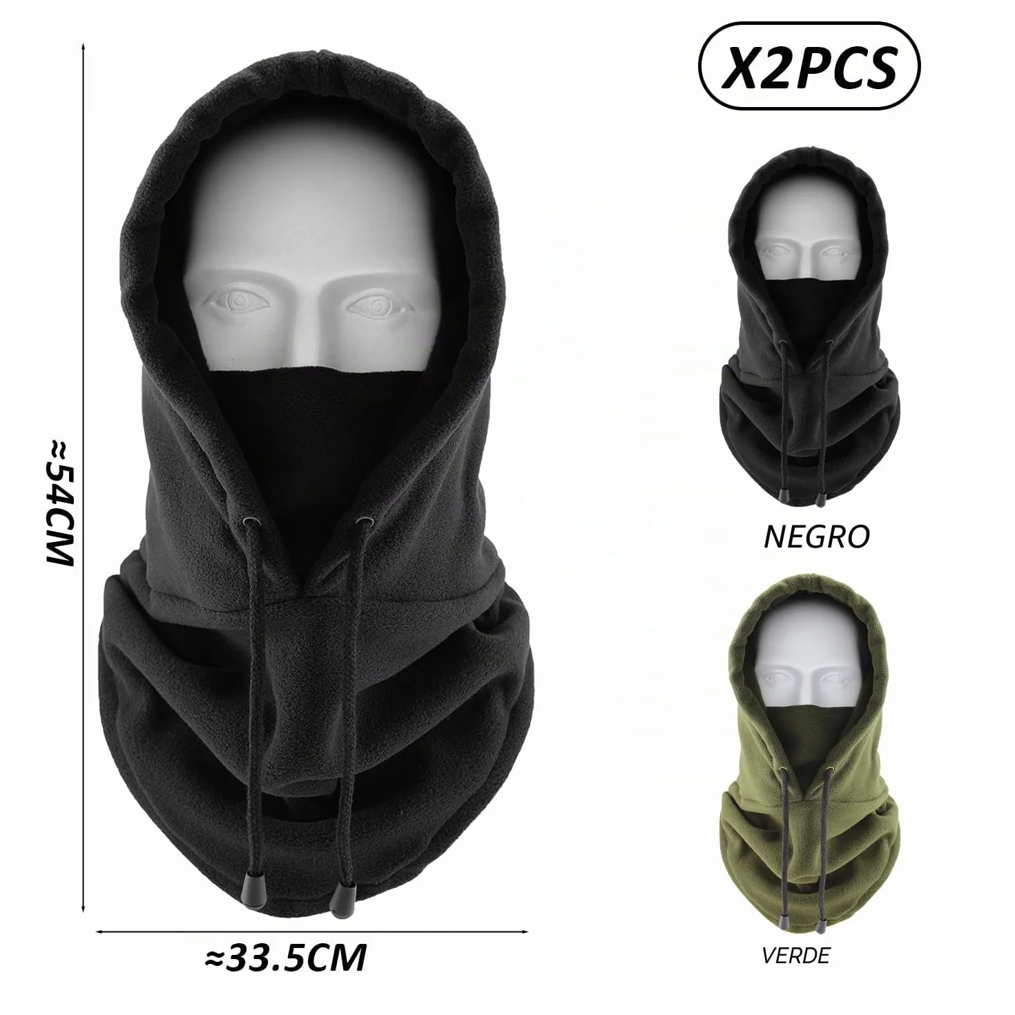 2 máscaras con capucha, máscaras cálidas para hombres y mujeres, capuchas de ciclismo al aire libre, pasamontañas a prueba de viento, adecuadas para ciclismo, correr, escalada y clima frío