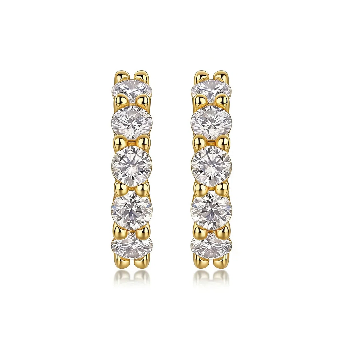 Pendientes de aro de moissanita de oro de 9/14/18 quilates para mujer, aretes de aro de media eternidad para mujer
