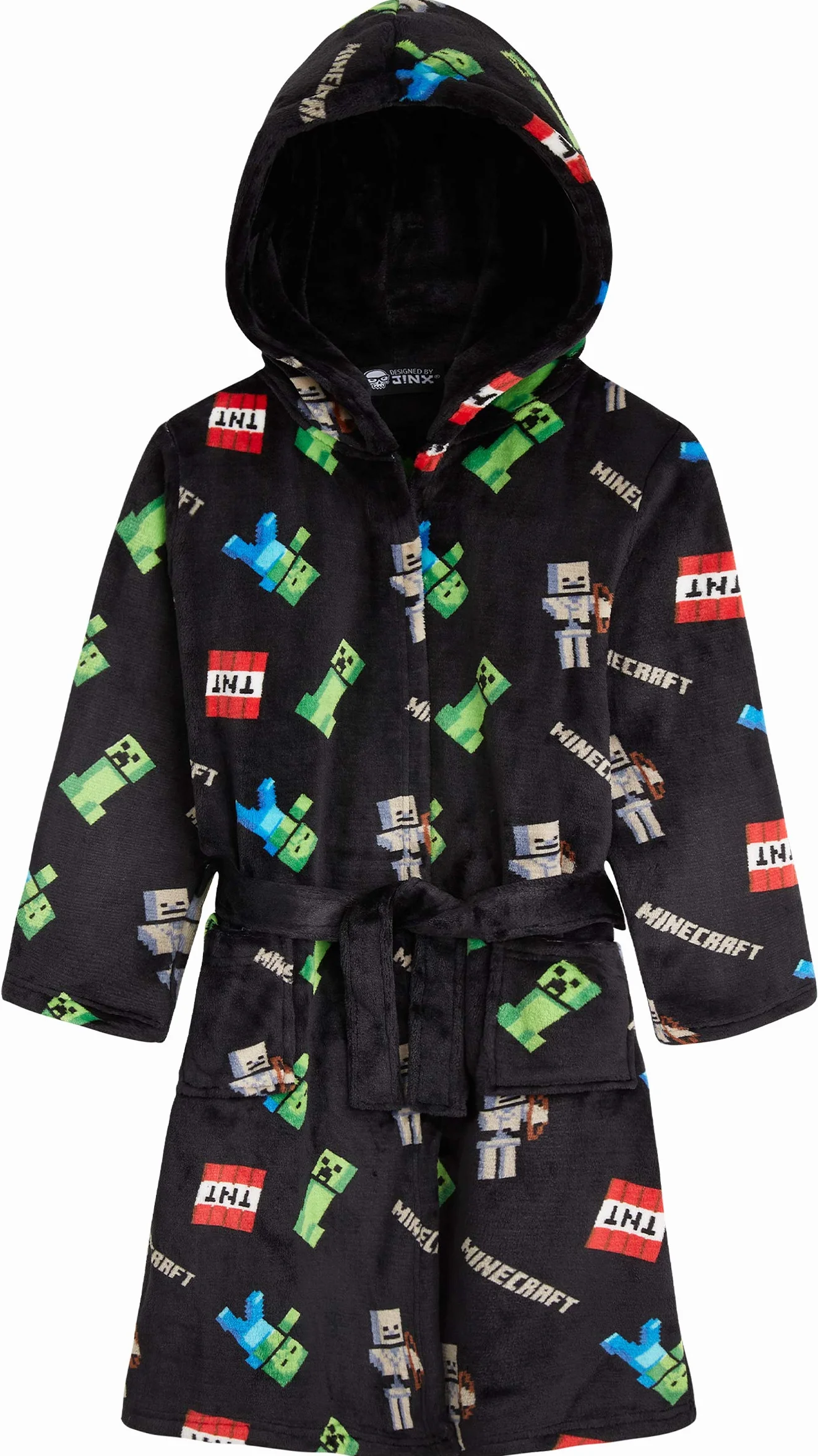Minecraft Albornoz Niños Creeper Bata Adolescente Felpa Suave Capucha Cinturón Bolsillos Ropa Dormir Regalos