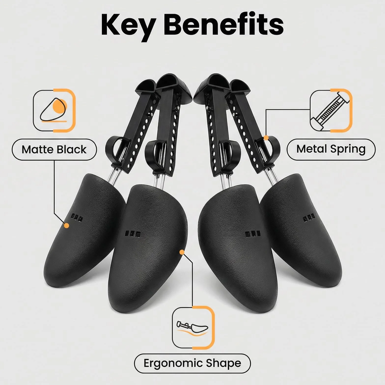2 pares de plástico práctico de longitud ajustable para hombre, formador de árbol de zapatos, soporte para botas, forma de zapato, plástico para zapatos, tacones, zapatillas de deporte