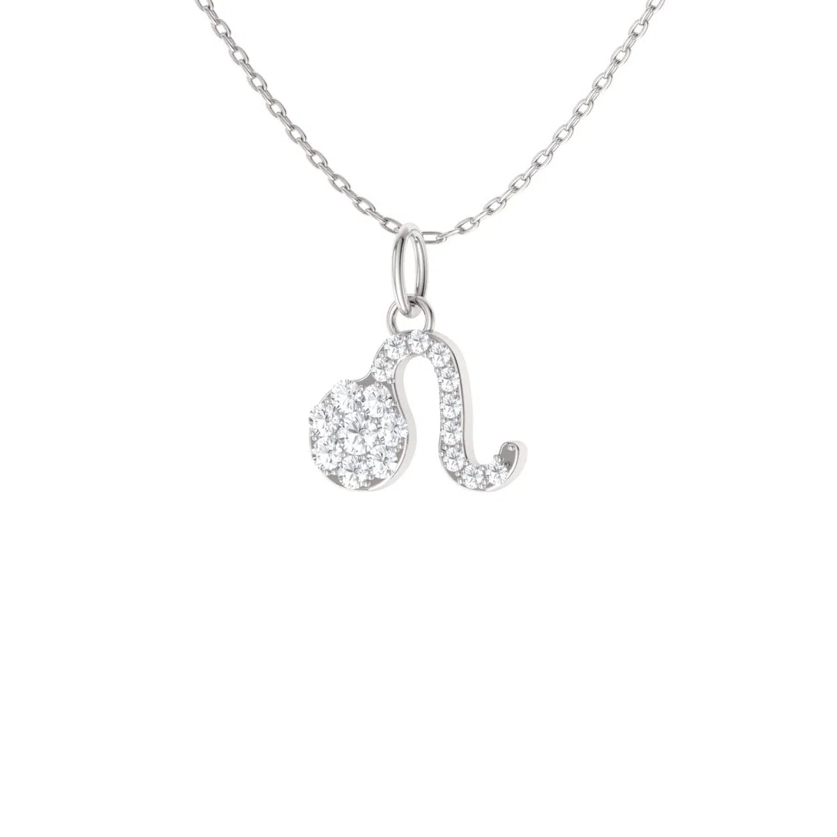 Colgante Leo (símbolo del zodiaco es León) con diamantes certificados Collar en oro blanco de 14 quilates - Diamondere