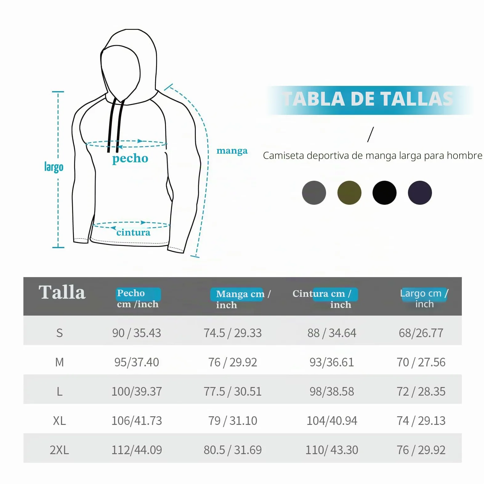 MEETYOO Camiseta Hombre, Manga Larga Camisetas Deportiva T-Shirt para Running Fitness Gym