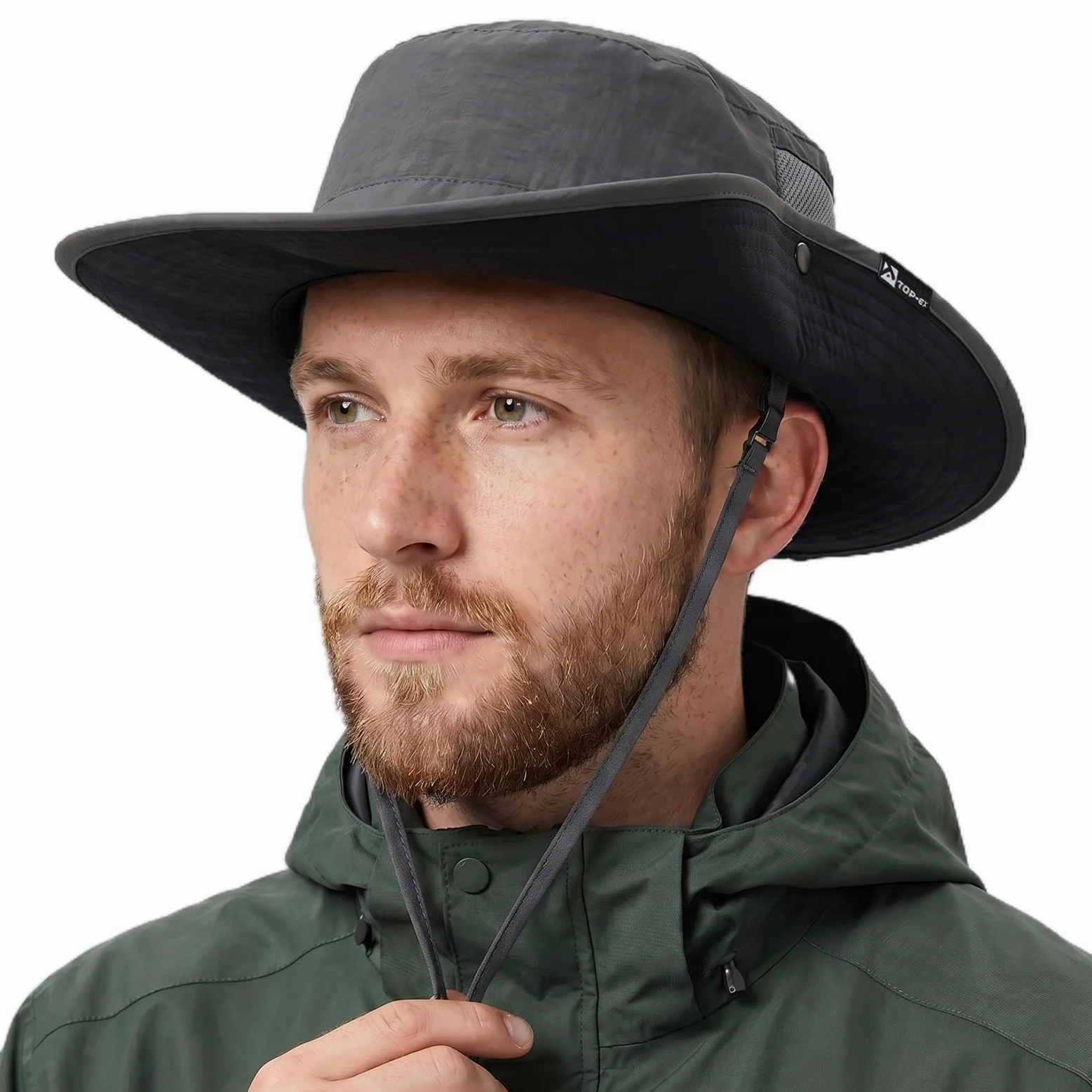 TOP-EX L/XL/XXL UV50+ - Sombrero de sol impermeable de ala ancha para pesca de verano, senderismo, con correa desmontable y malla ventilada